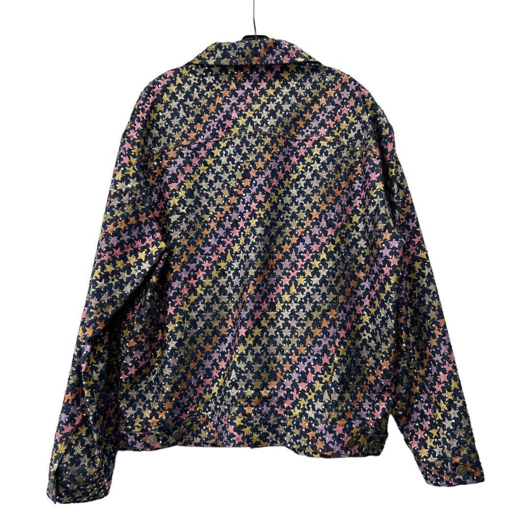 RARE NWT STAR Multi Metallic Rhinestone Denim Jacket Men's