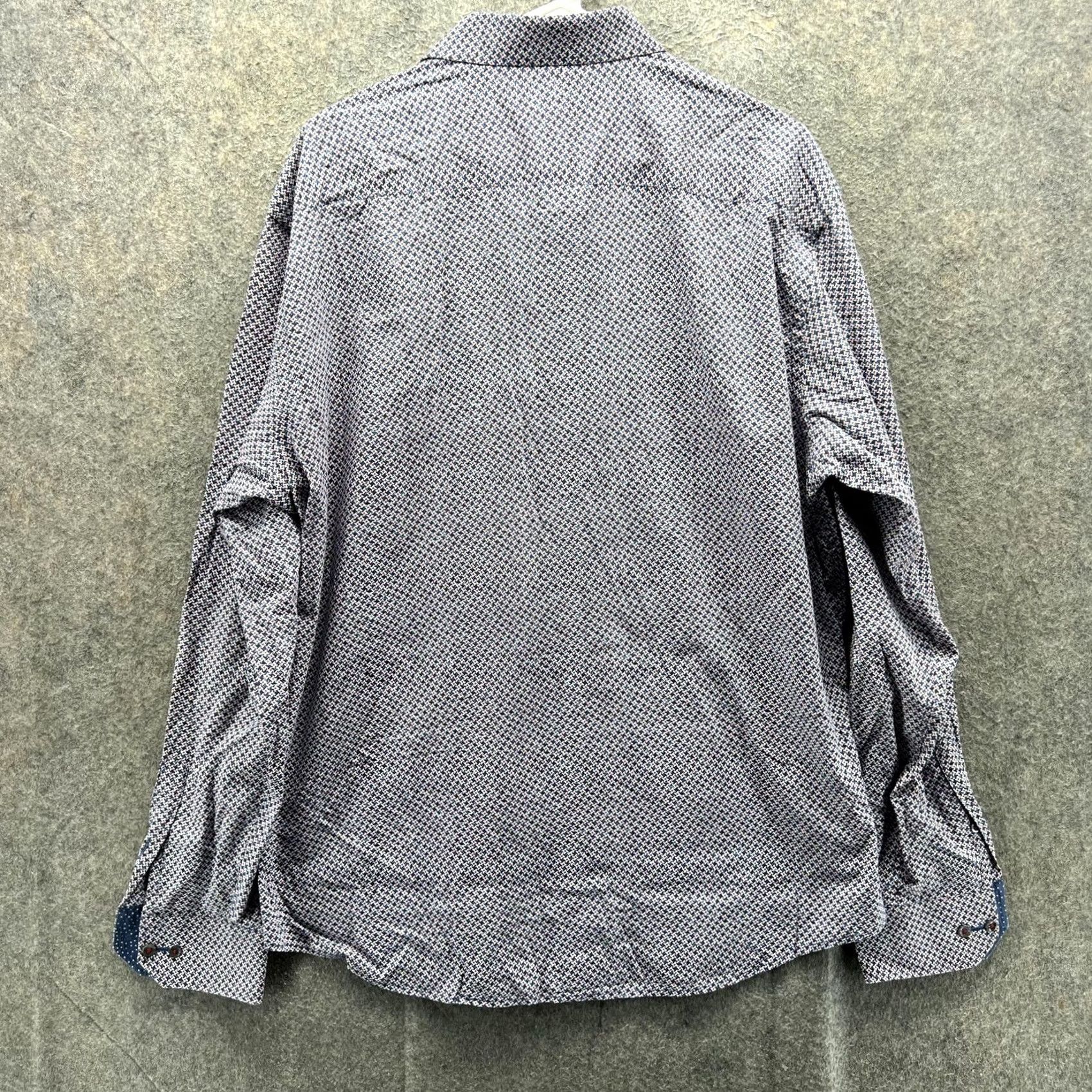 BUGATCHI Bugatchi Shirt Mens Large Blue Geometric Long Sleeve Button Front Casual Woven Size US L / EU 52-54 / 3 - 2 Thumbnail