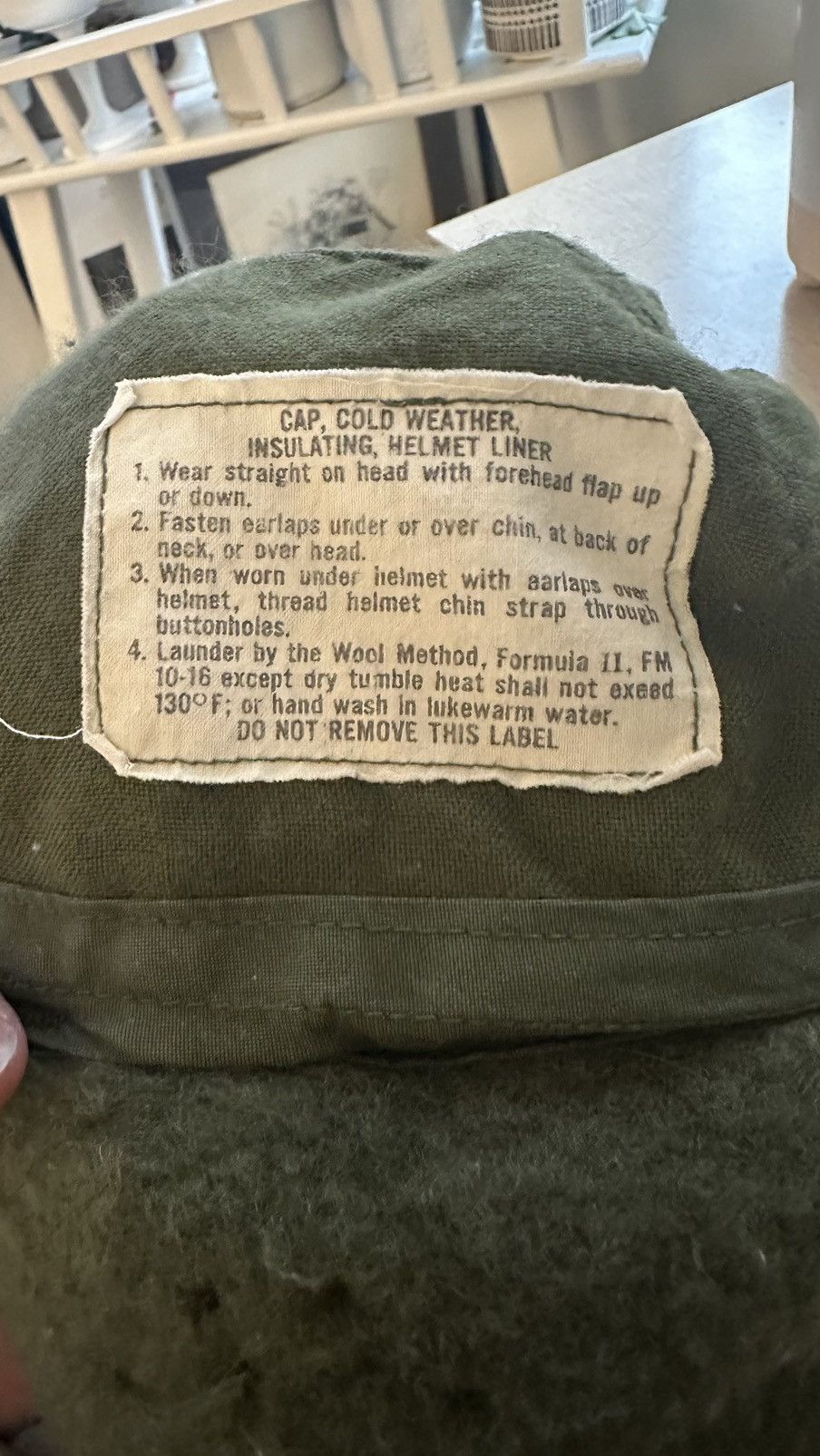 Vintage Vintage US Army Cold Weather Cap, Insulating, Helmet Liner Size ONE SIZE - 5 Thumbnail