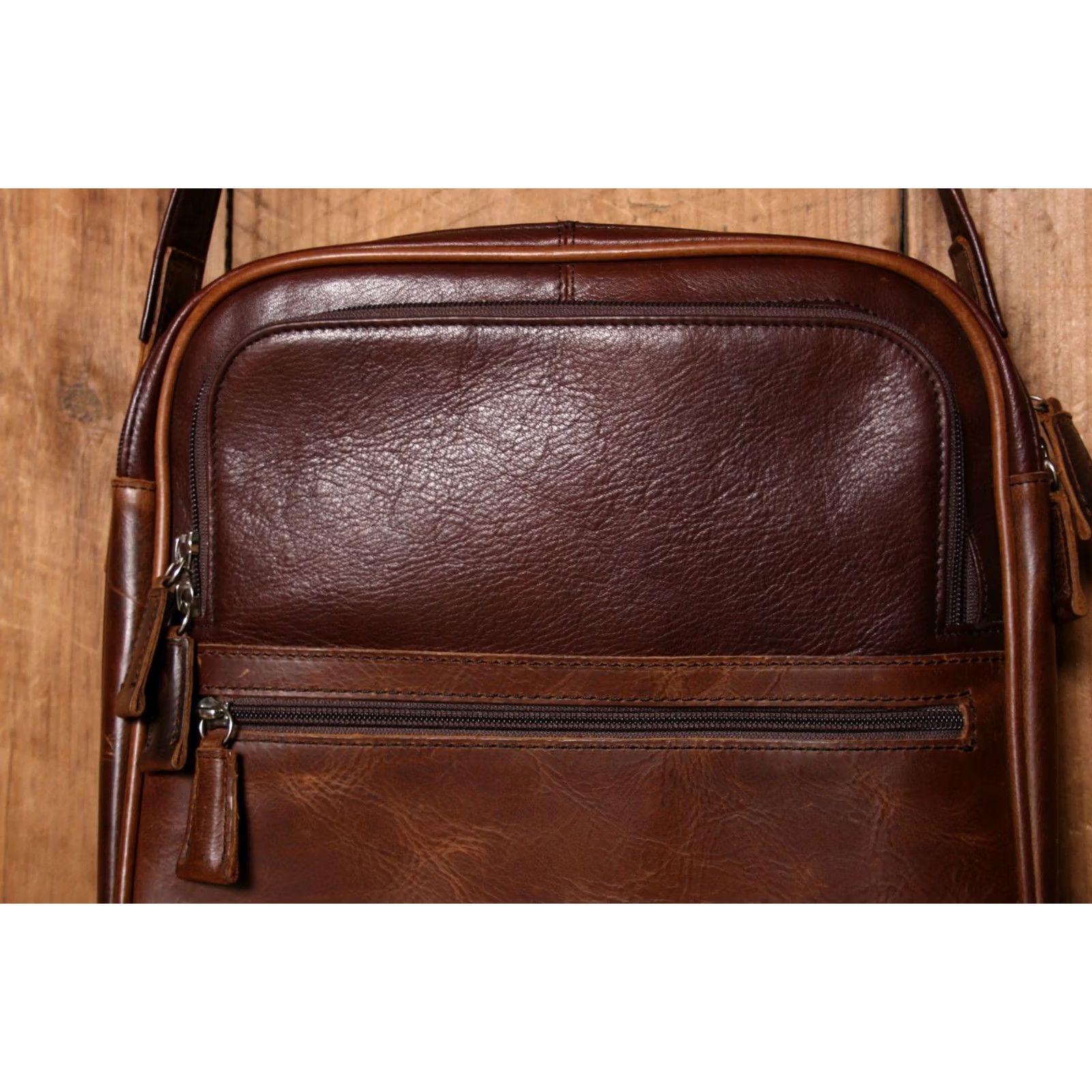 Vintage OSGOODE MARLEY Calvin Crossbody Traveler Leather RFID Brown Bag Mens Small Travel Organizer Zip Size ONE SIZE - 4 Thumbnail