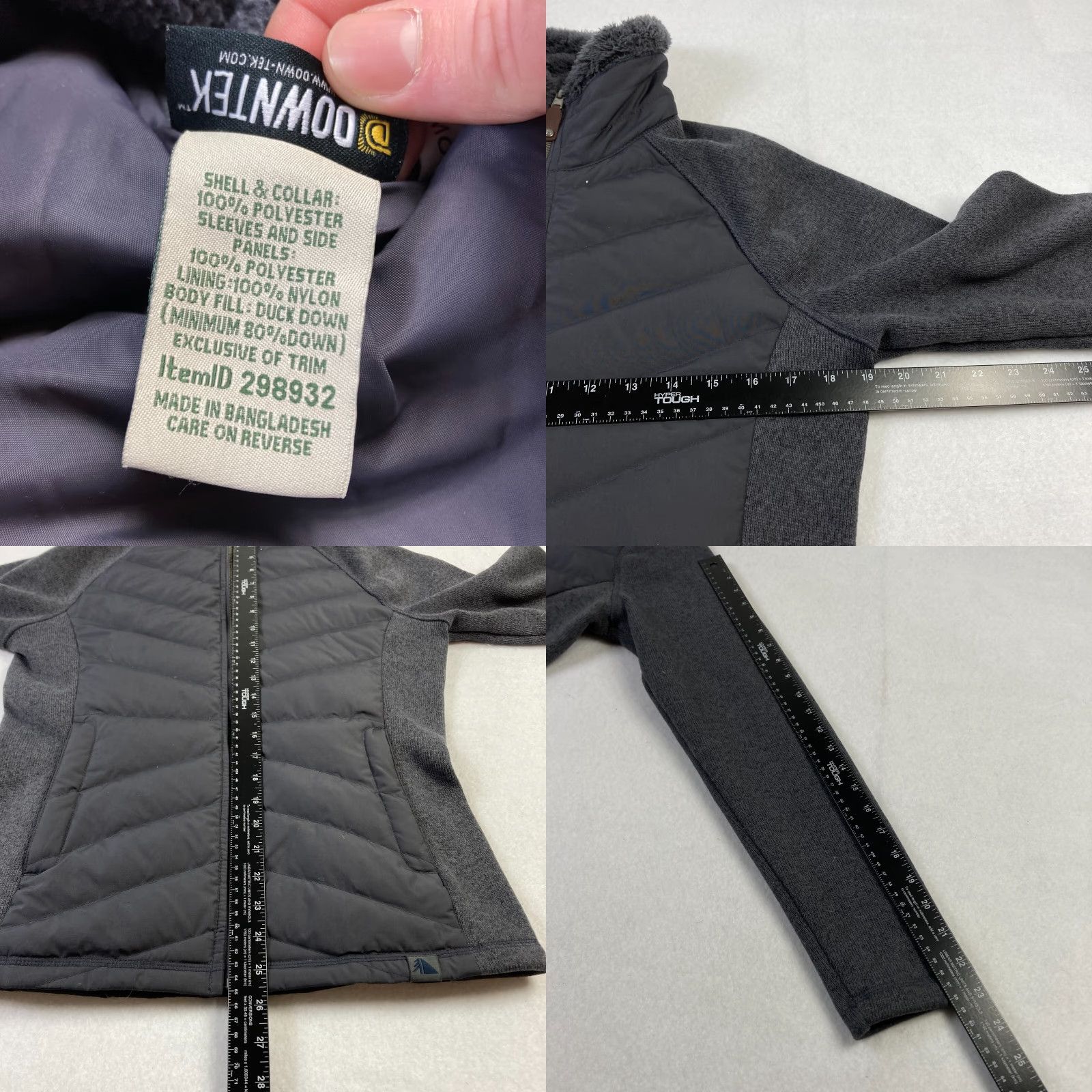 Vintage L.L. Bean Downtek Jacket Women's Small Gray Puffer Full Zip Fleece Lined Collar Size S / US 4 / IT 40 - 8 Thumbnail