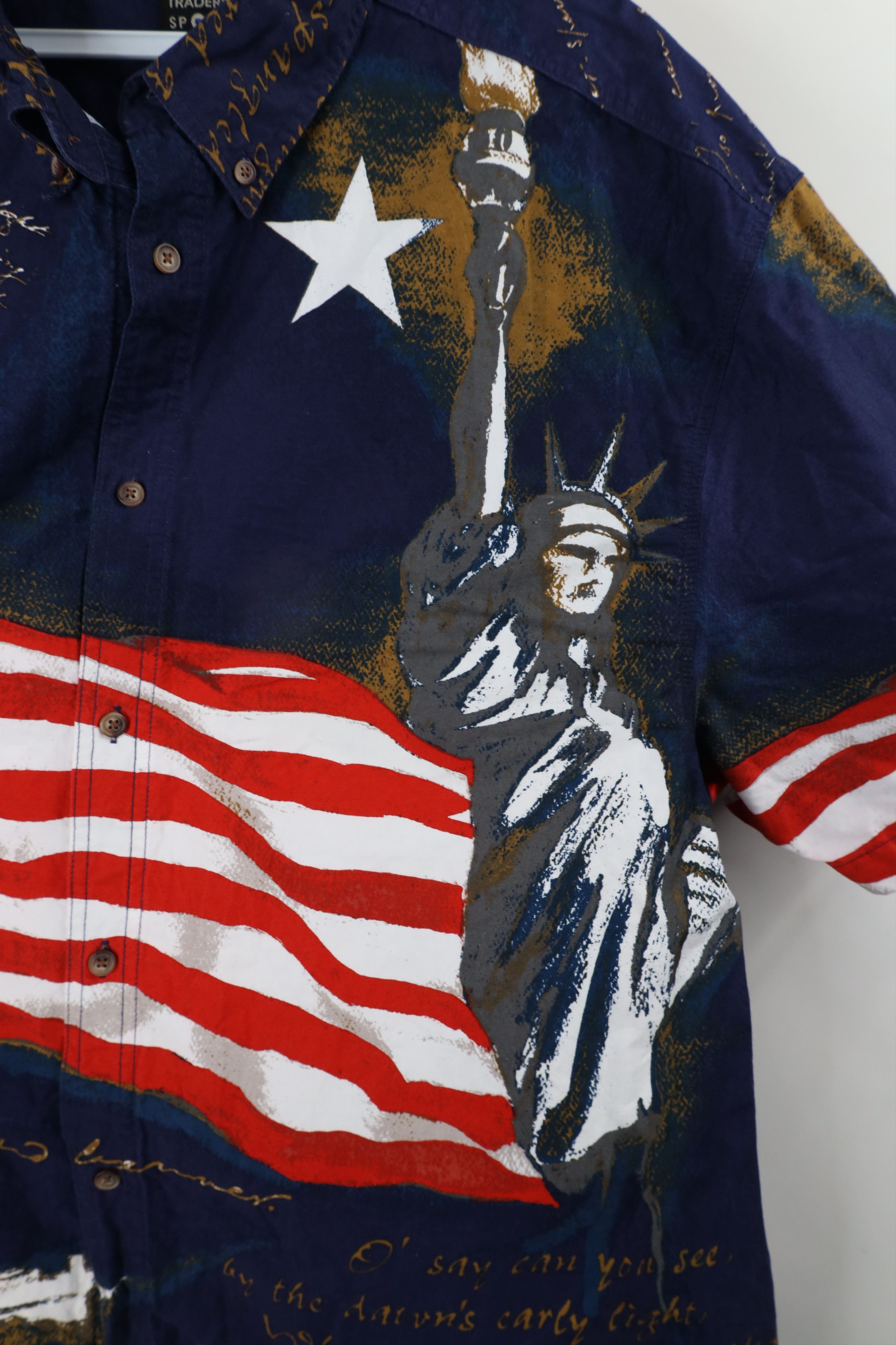 Vintage Vintage 90s Streetwear Flag Statue of Liberty Button Shirt Size US XXL / EU 58 / 5 - 4 Thumbnail