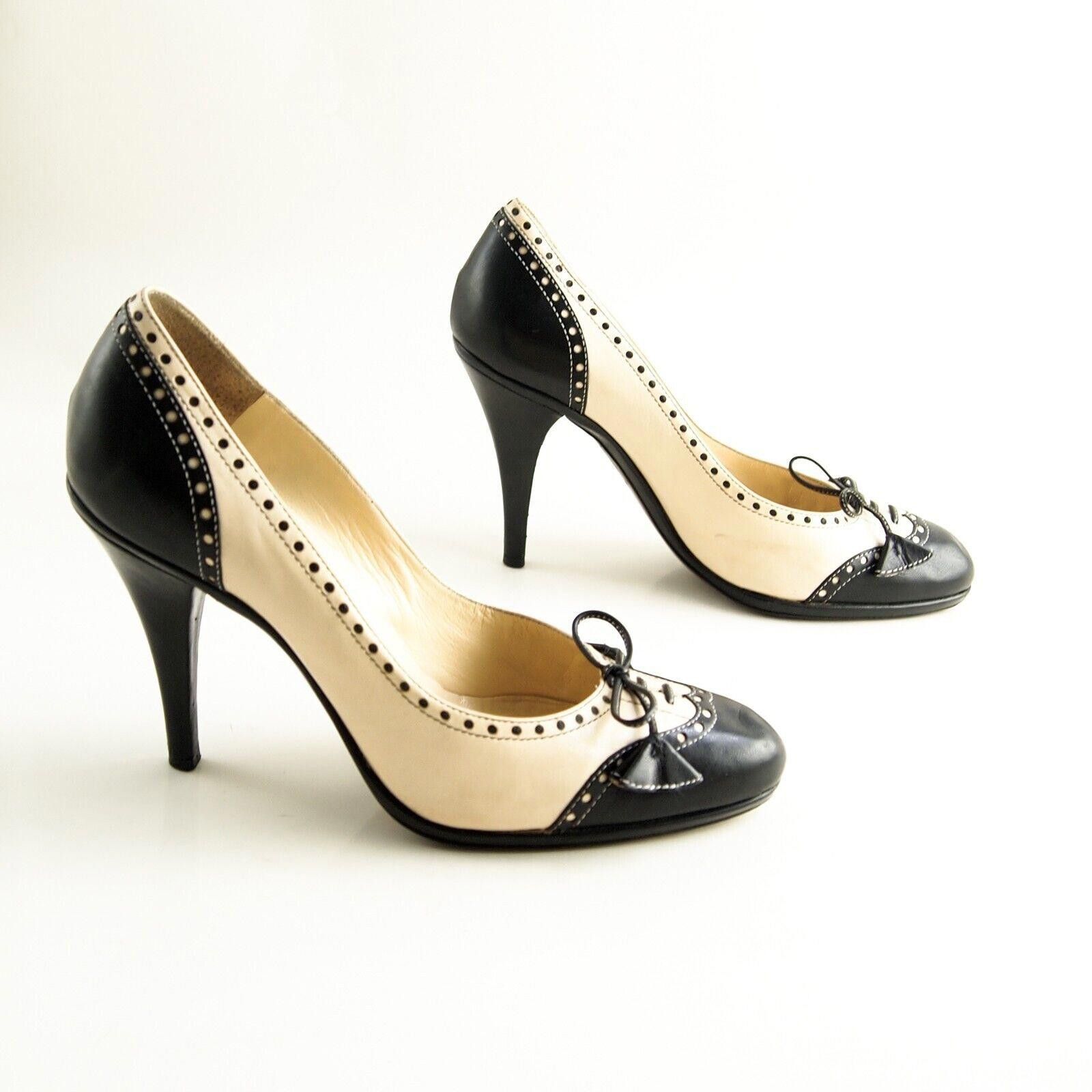 Moschino Moschino Heels Black Ivory Leather Womens US 8 EU 38 Size US 8 / IT 38 - 5 Thumbnail