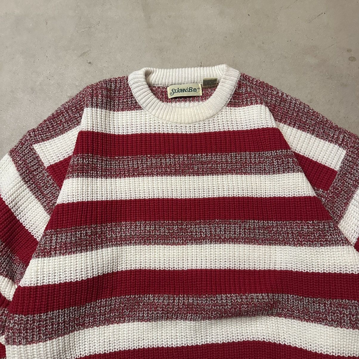 St. Johns Bay Vintage 90s Red & White Striped St. Johns Bay Knit Sweater Size US XL / EU 56 / 4 - 3 Thumbnail