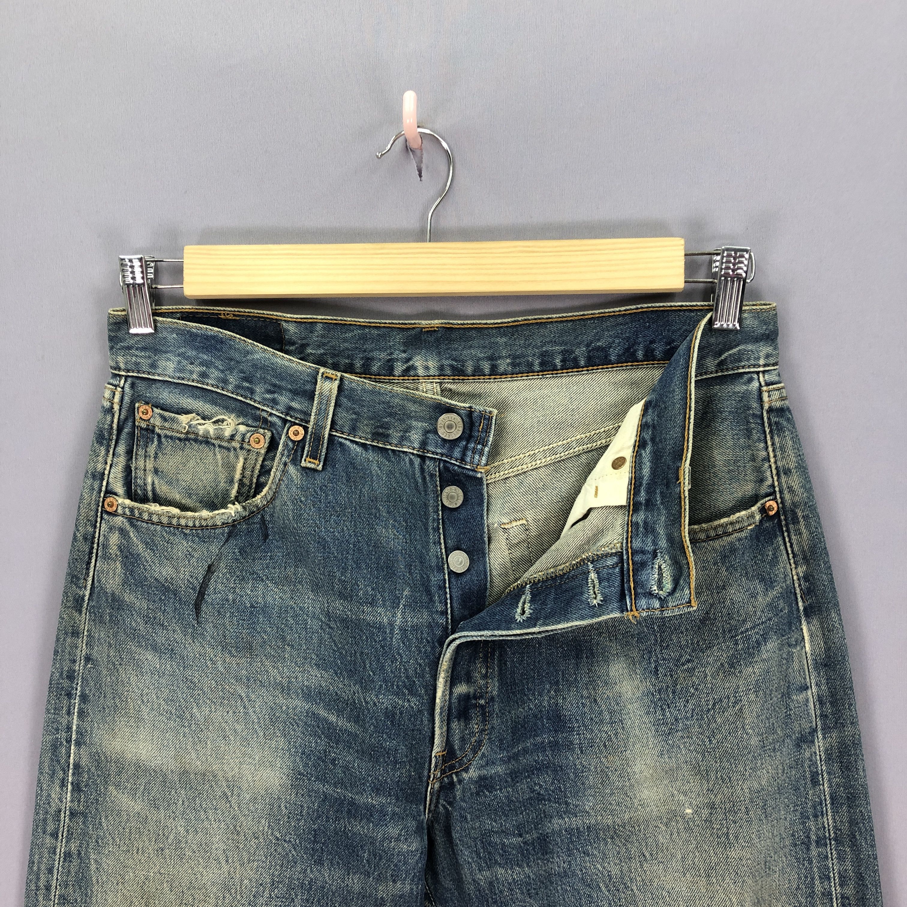 Levi's Vintage 90s Levis Distressed Jeans Levis 501 Mud Dirty Denim Size US 30 / EU 46 - 5 Thumbnail