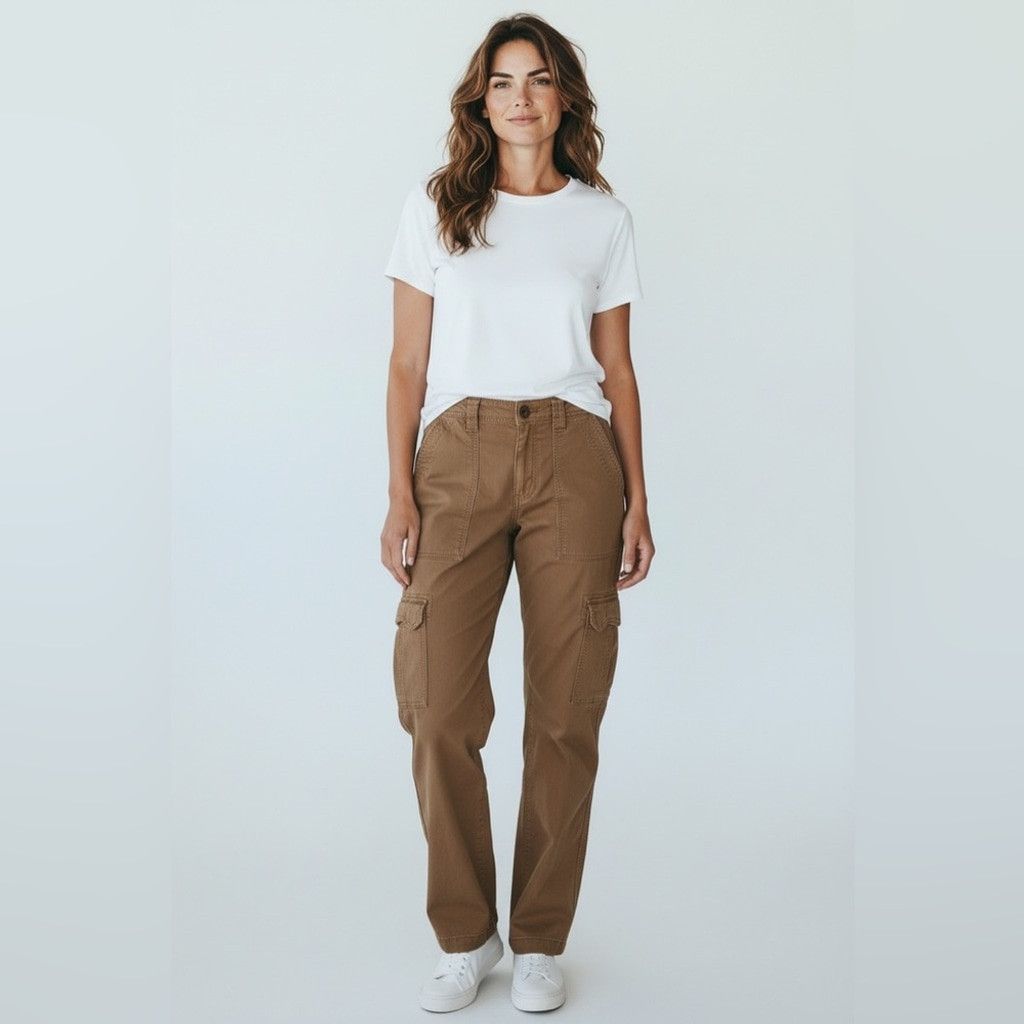 American Eagle Outfitters American Eagle Women’s Stretch Cargo Pants – Brown Size 32" / US 10 / IT 46 - 1 Thumbnail