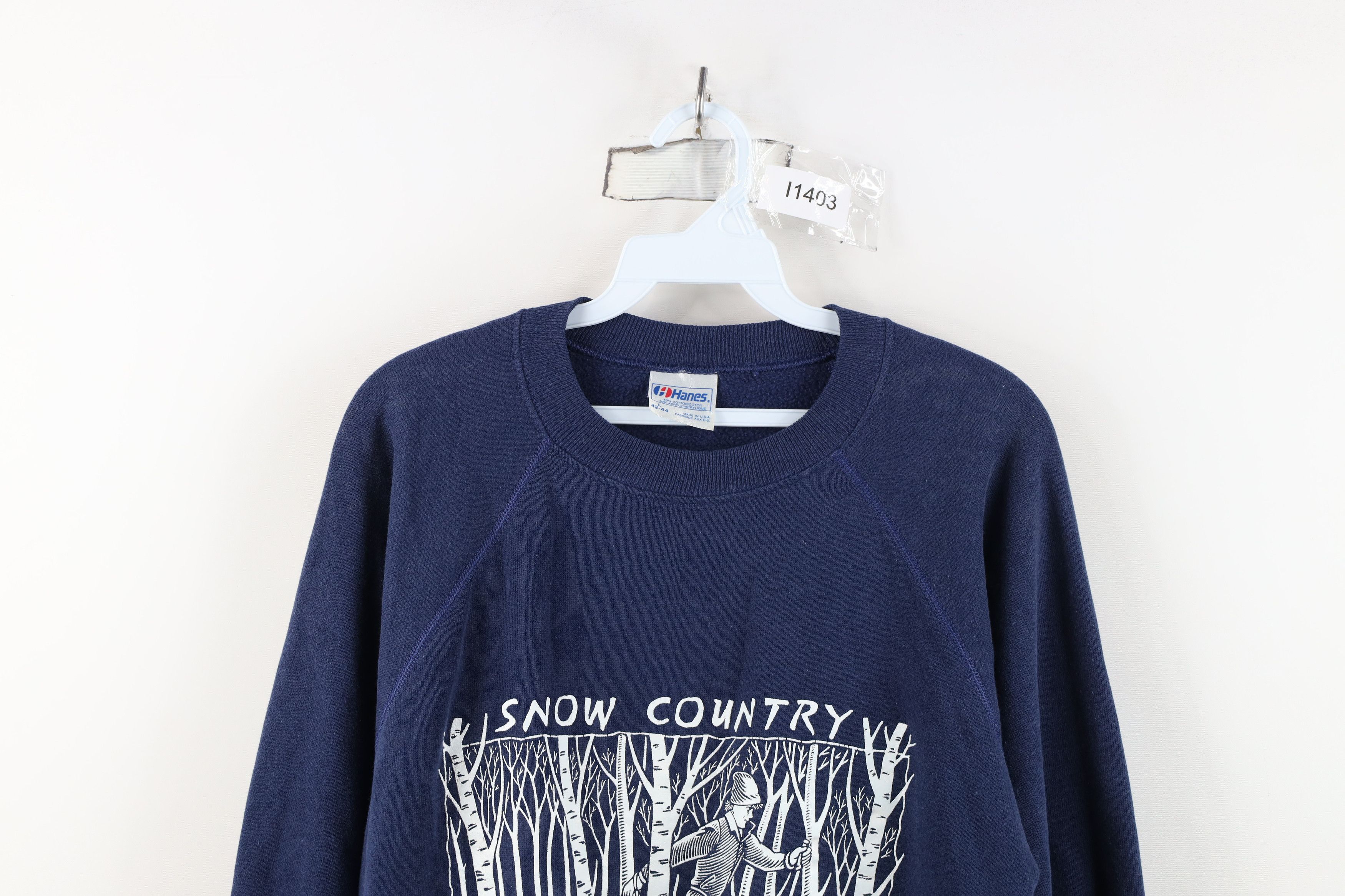 Vintage Vintage 80s Spell Snow Country Skiing Sweatshirt Blue USA Size L / US 10 / IT 46 - 2 Thumbnail