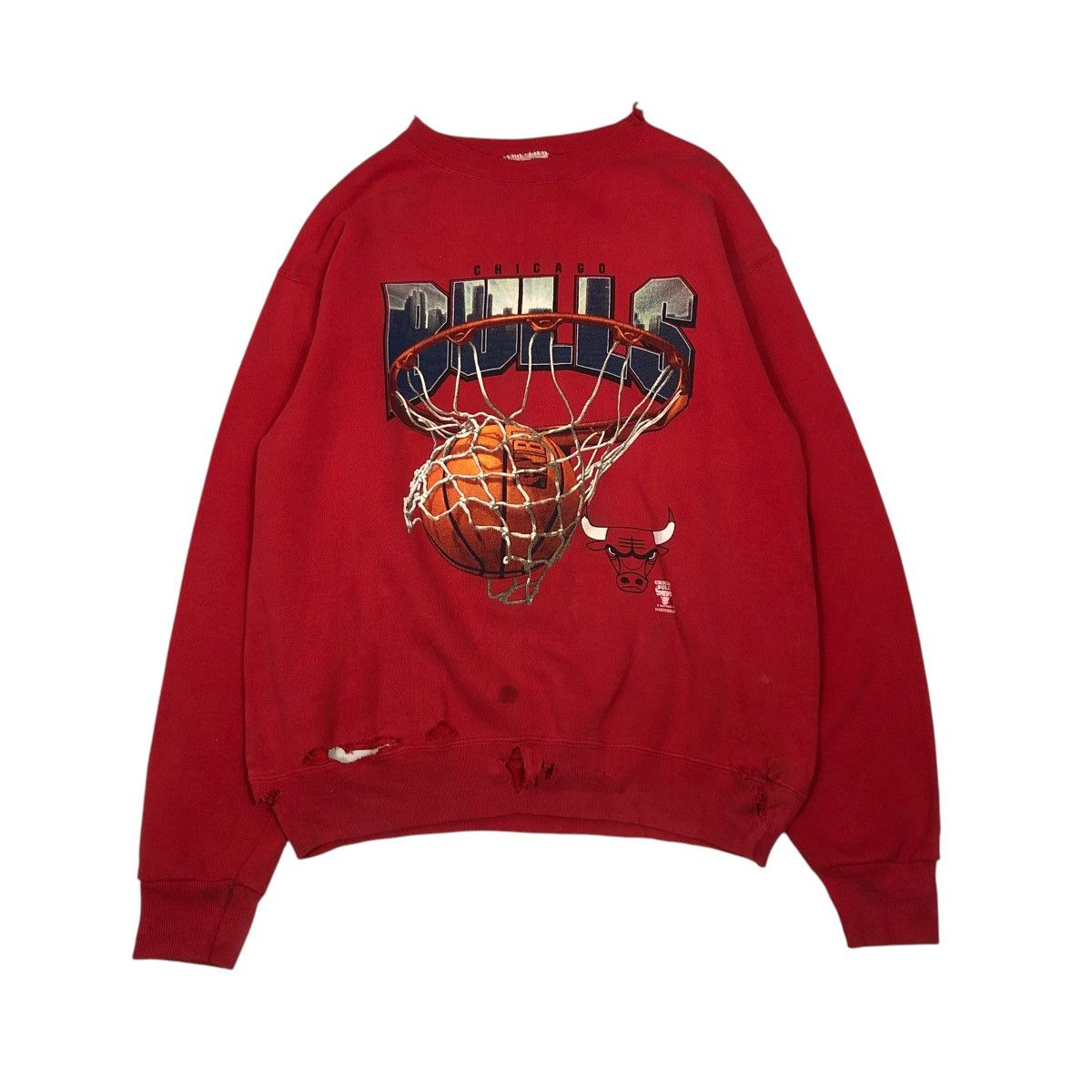 NBA 🔥VINTAGE CHICAGO BULLS SWEATSHIRT DISTRESSED DESIGN RARE Size US M / EU 48-50 / 2 - 1 Thumbnail