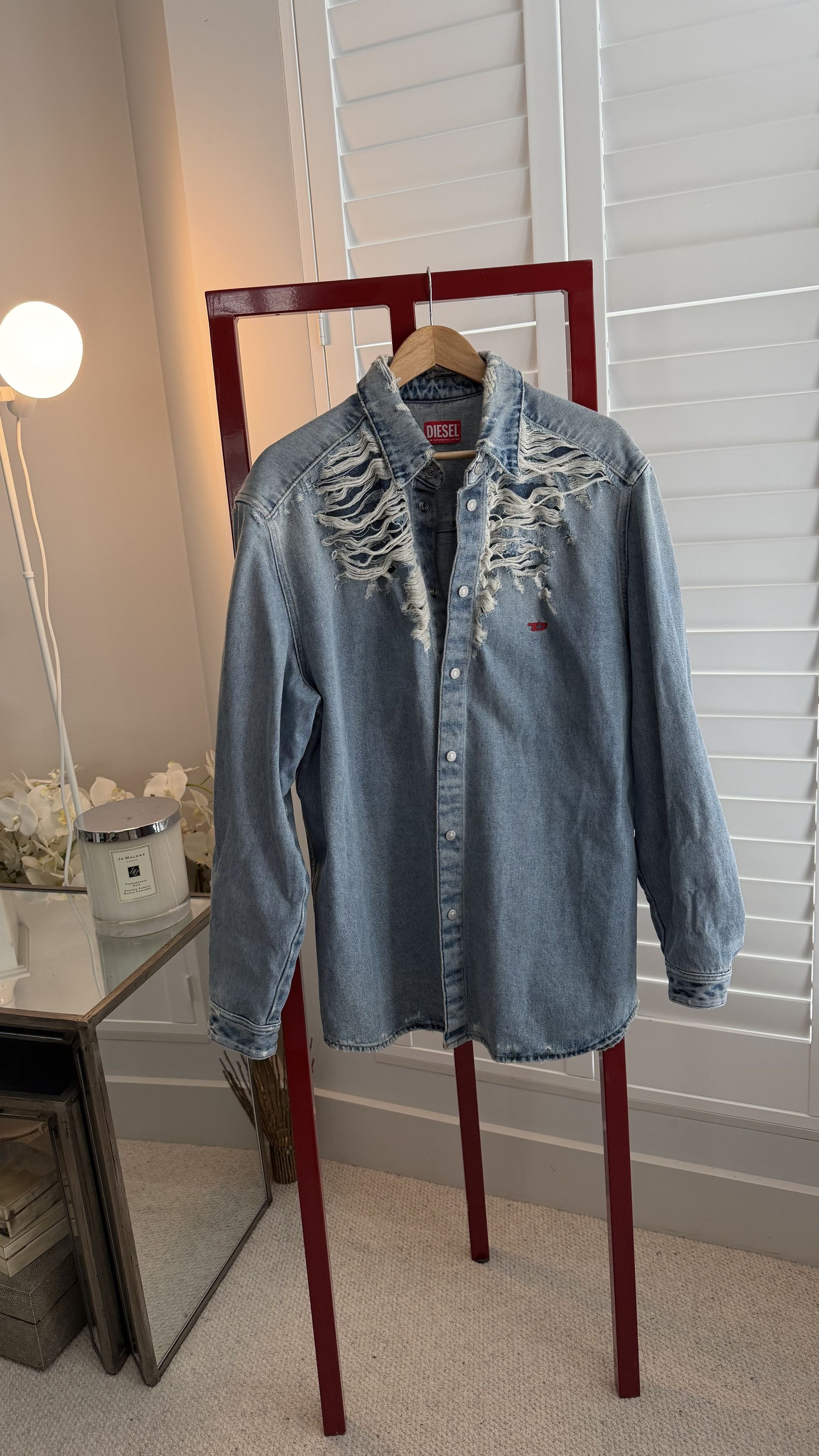 Diesel Diesel D-Simply-Over-FSB Distressed Denim Shirt Size US L / EU 52-54 / 3 - 2 Thumbnail