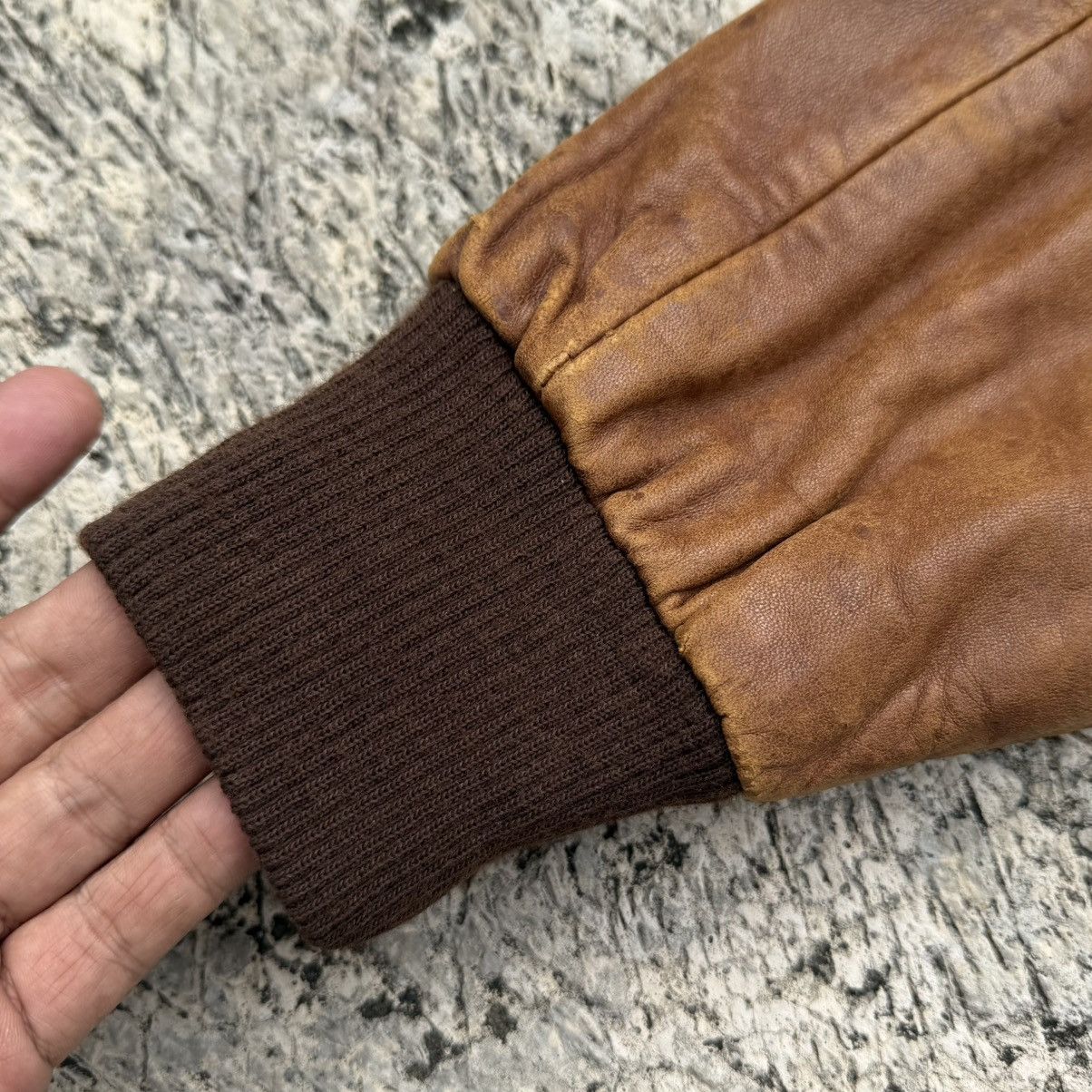 Vintage 🔥Vintage Real Leather Jacket Brown Distressed Bomber Rare Size US M / EU 48-50 / 2 - 14 Thumbnail