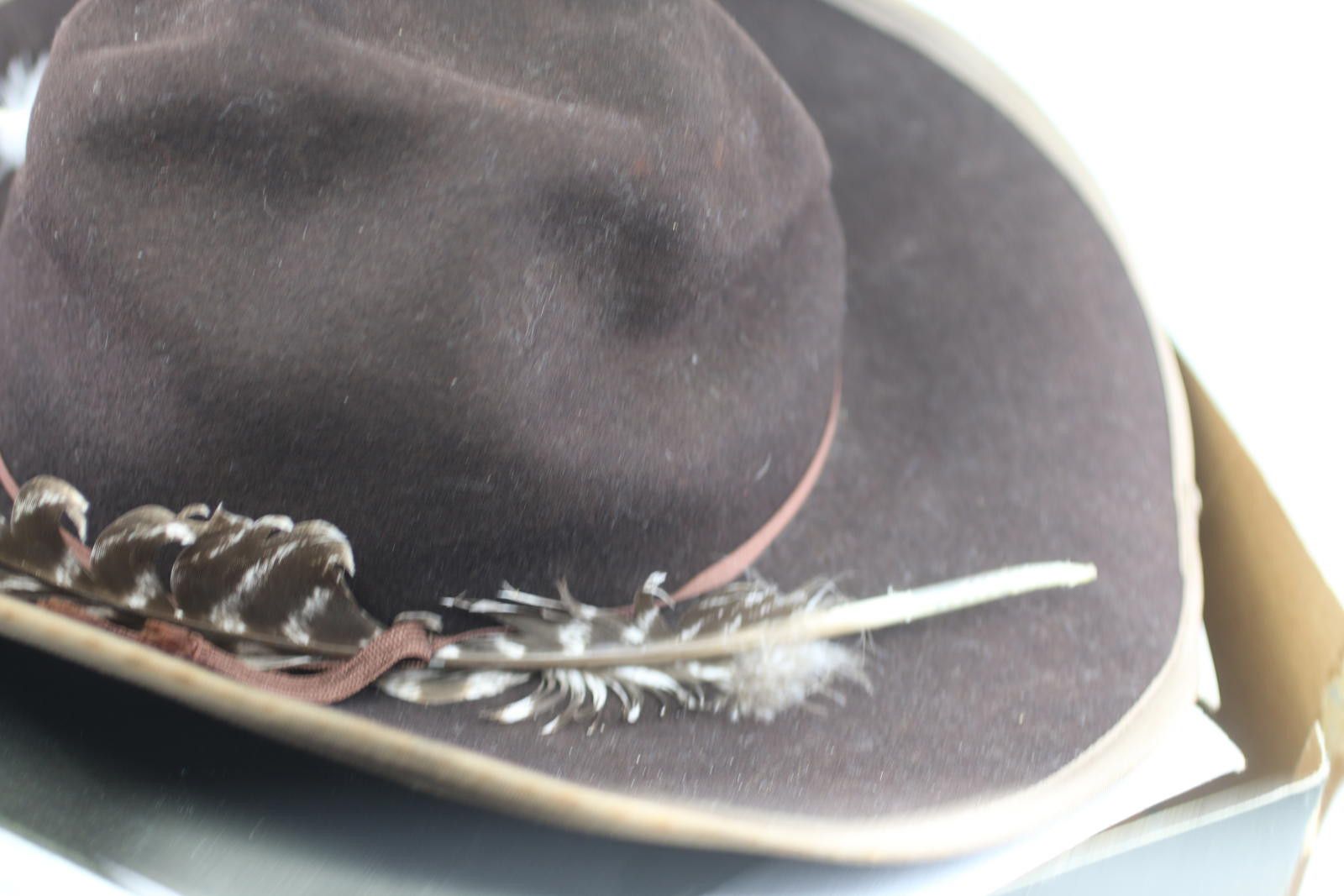 Other Vintage Smithbilt Brown Felt Cowboy Size6 3/4w/Sears Hat Box Size ONE SIZE - 4 Thumbnail