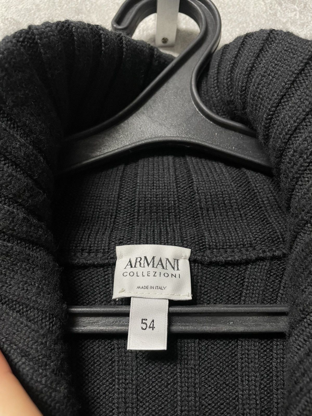 Armani Collezioni Vintage Armani Collezioni Black Wool Ribbed Sweater Luxury Size US L / EU 52-54 / 3 - 9 Thumbnail
