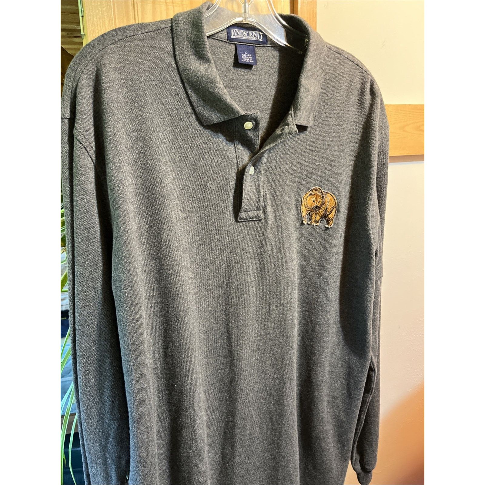 Lands' End Land’s End Men's Large (42-44) Gray Polo Bear Patch Cotton Size US L / EU 52-54 / 3 - 2 Thumbnail