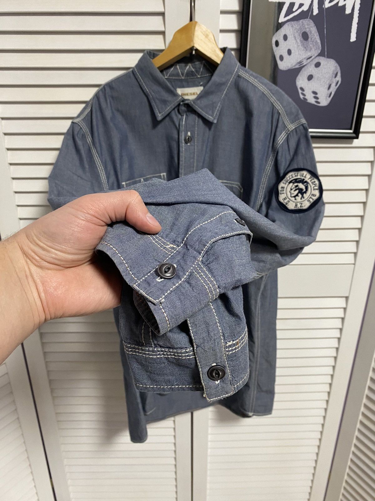 Diesel Vintage Shirt Button Up DIESEL Big Logo Tough & Friendly Size US L / EU 52-54 / 3 - 6 Thumbnail