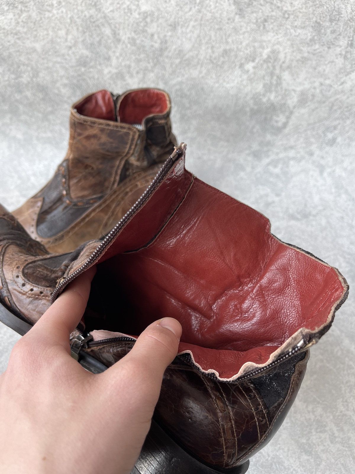 Jo Ghost GHOST Italy Distressed Leather Square Toe Boots Archive Y2K Size US 8 / EU 41 - 21 Thumbnail