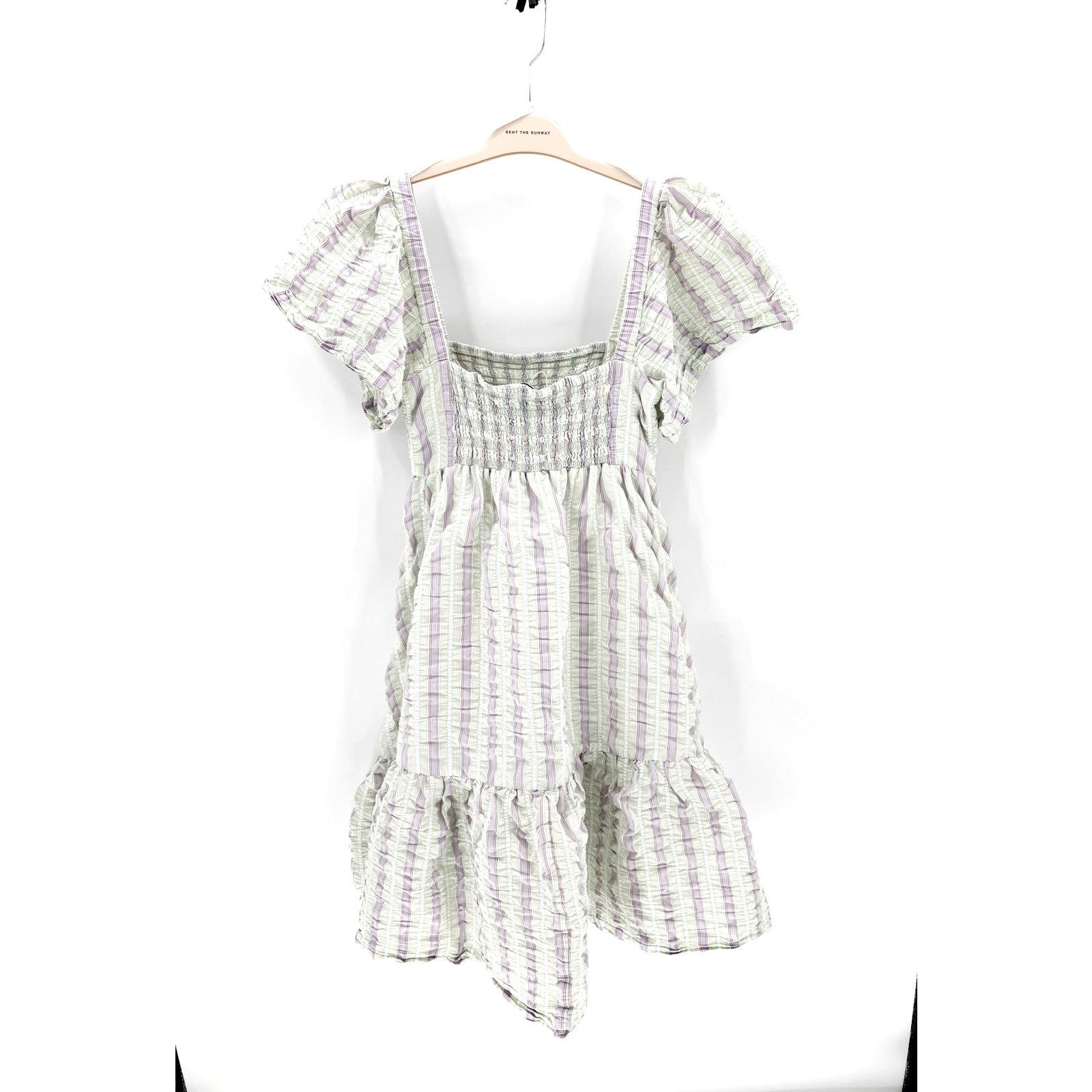 Ganni Ganni stripe seersucker green purple babydoll dress sz 38/6 Size M / US 6-8 / IT 42-44 - 2 Thumbnail