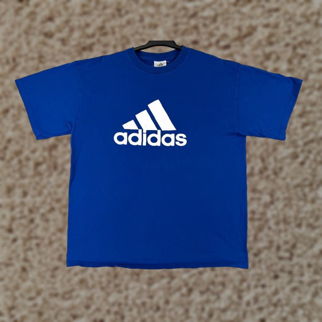 Adidas Adidas Shirt Mens Large Blue Short Sleeve Crew Neck Cotton Logo T-Shirt, Jersey, Sports, 90s? Size US L / EU 52-54 / 3 - 1 Thumbnail