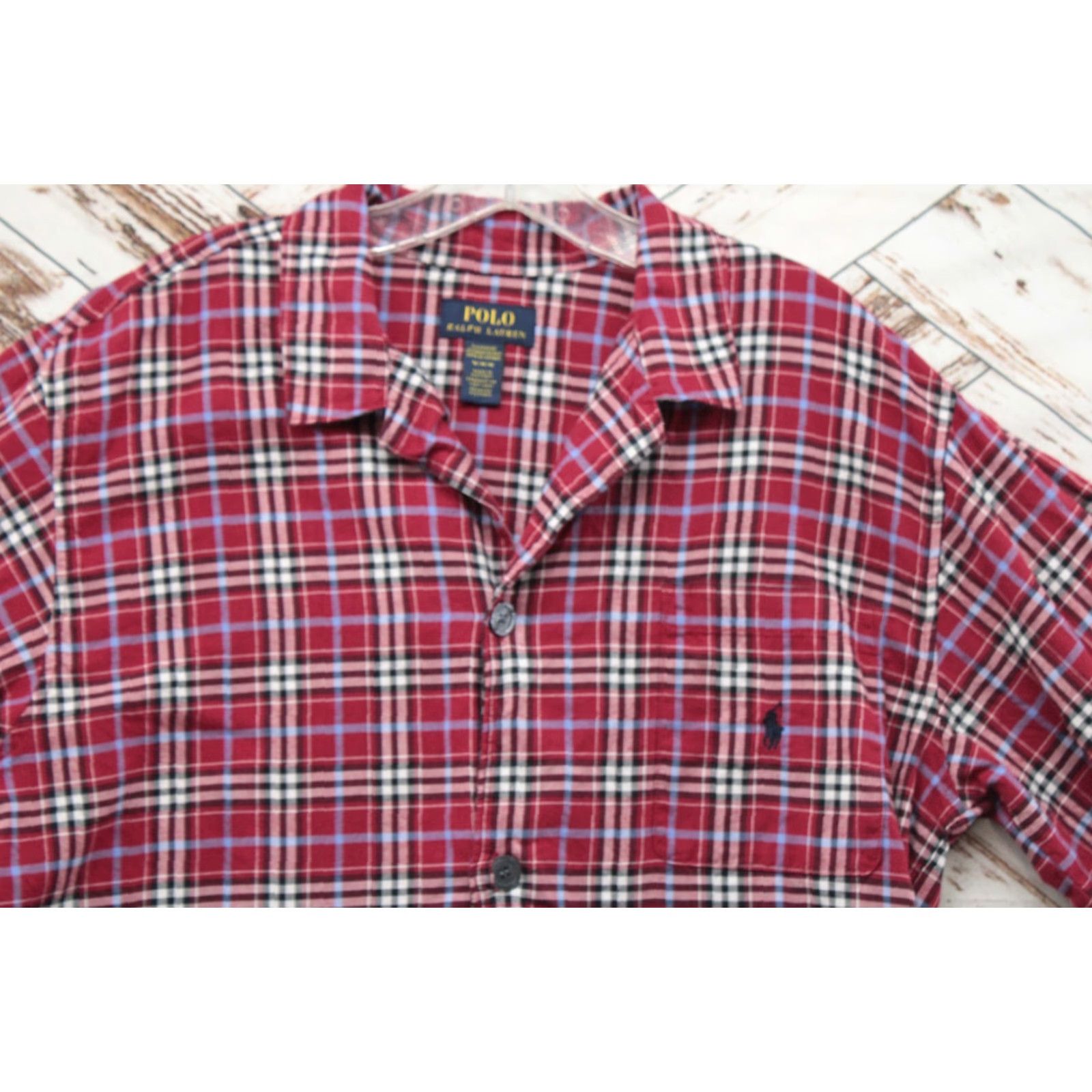 Polo Ralph Lauren Polo Ralph Lauren Pajama Top Mens Medium Red Plaid Button Up Cotton Sleepwear Night Shirt Regular 100% Cotton Size US M / EU 48-50 / 2 - 2 Thumbnail