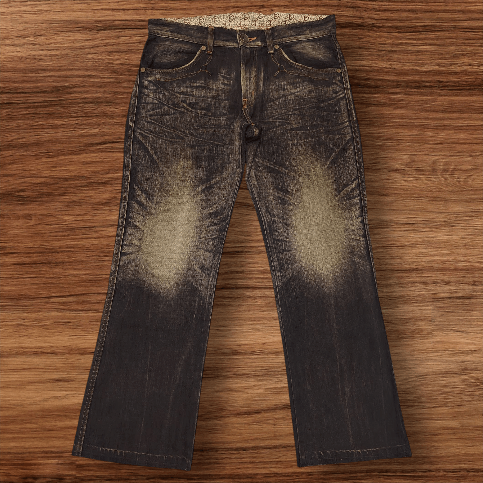 Edwin Japanese Edwin 503 Blue Trip Orange Stitch Flared Jeans Size US 35 - 2 Thumbnail