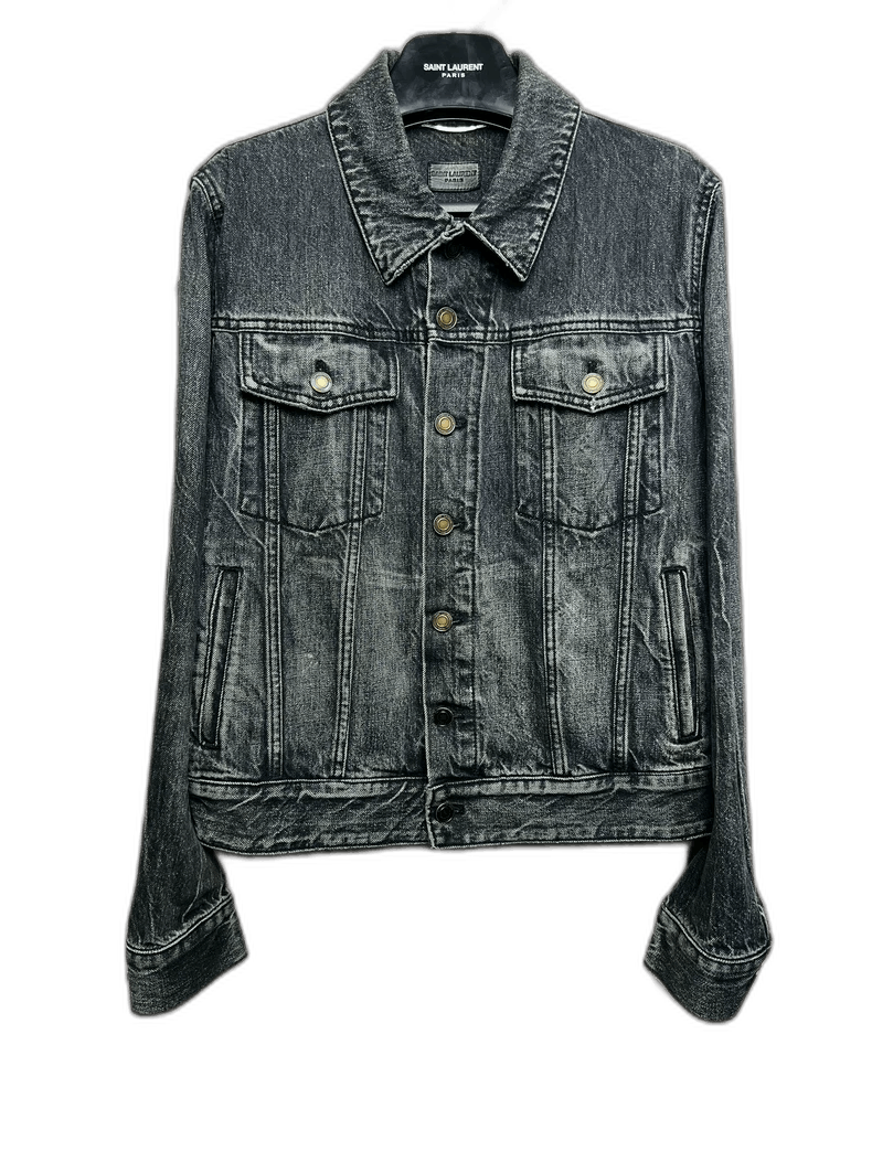 Saint Laurent Black Denim Jacket with Embroidery