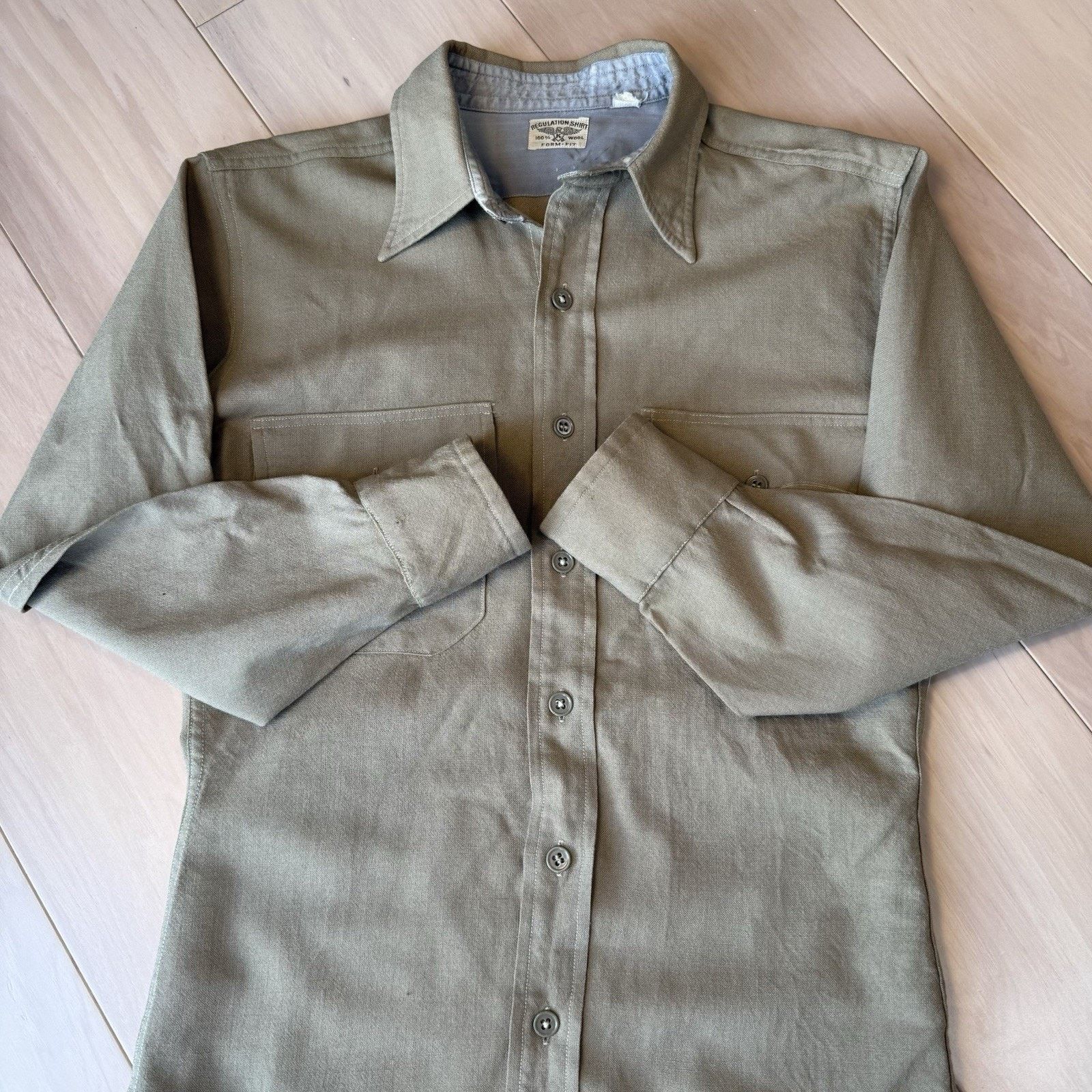 Vintage Vintage Regulation Military Wool Shirt M Khaki 60s Button Up Size US M / EU 48-50 / 2 - 5 Thumbnail