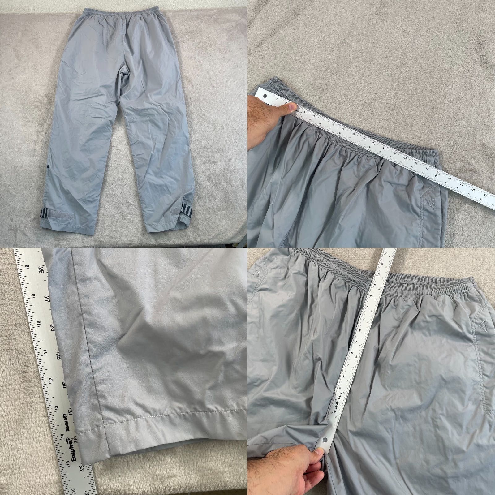 Adidas VINTAGE Adidas Baggy Track Pants Mens 2XL Grey Nylon Lined Cinch Hem 3 Stripes Size US 39 - 8 Thumbnail