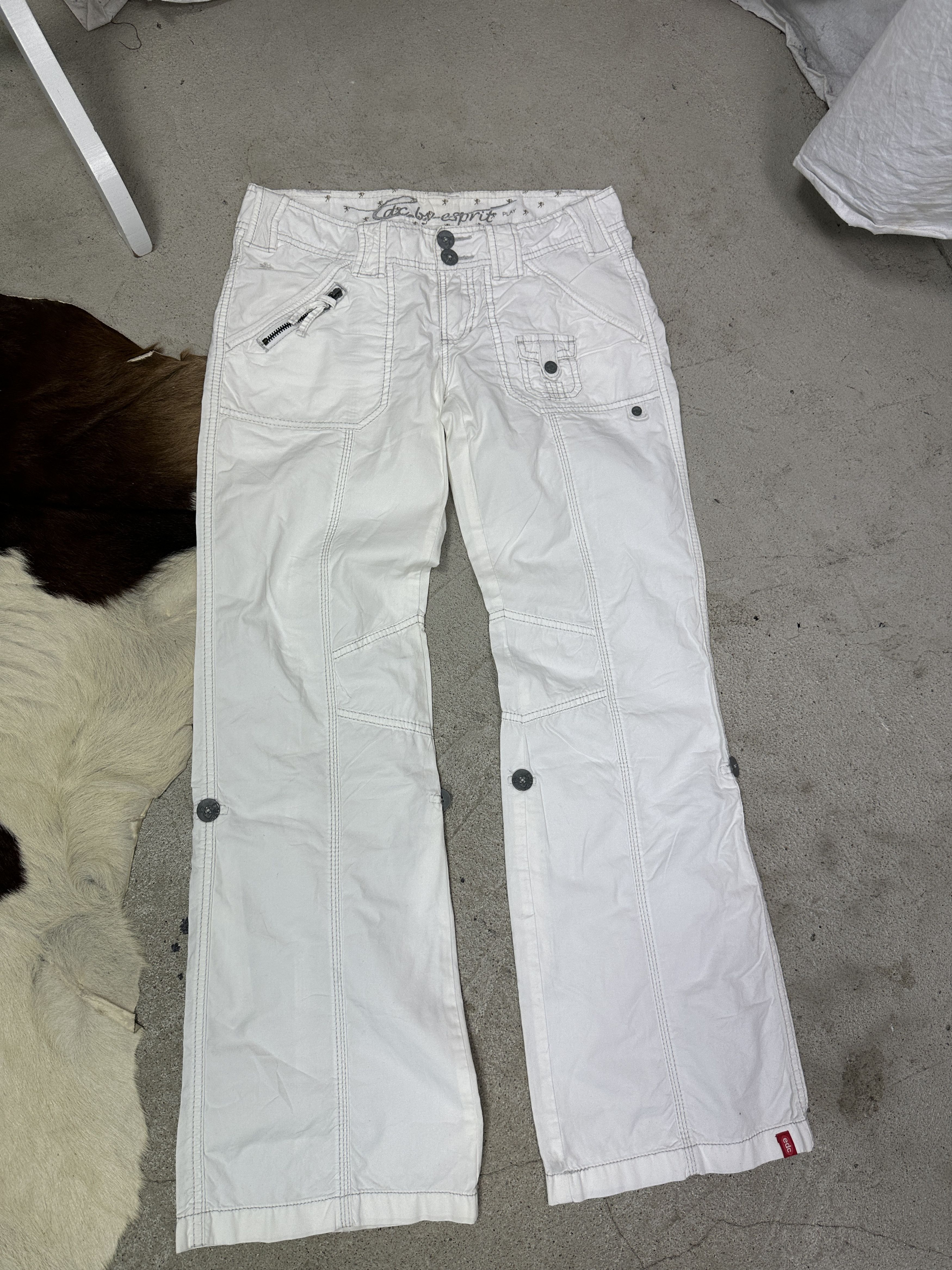 Esprit Vintage Preppy Old Money Cargo Flared Pants Y2K Size 24" / US 00 / IT 34 - 2 Thumbnail