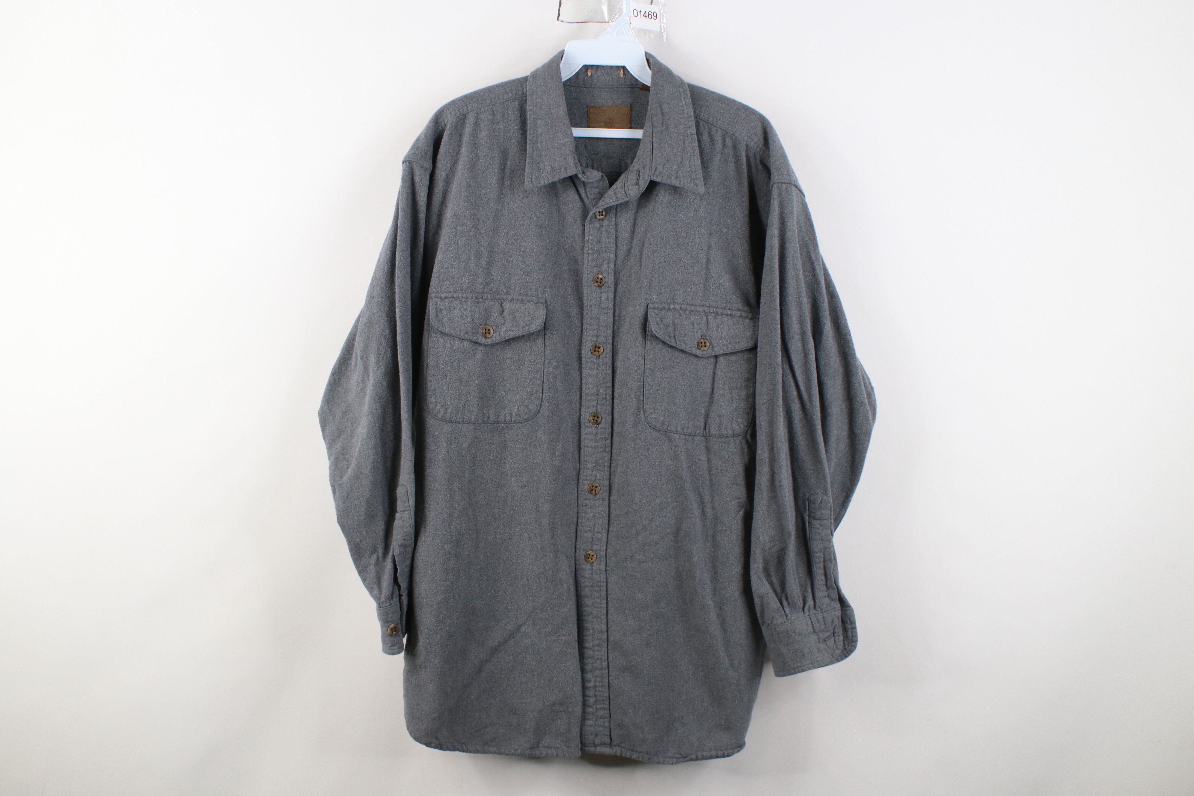 Vintage Vintage 90s Streetwear Heavy Chamois Cloth Button Shirt Gray Size US L / EU 52-54 / 3 - 1 Thumbnail
