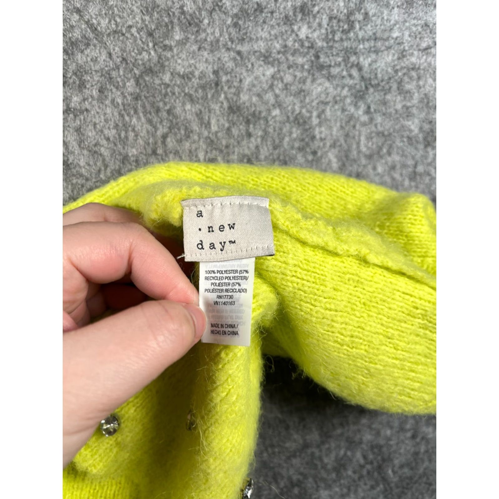 Vintage A New Day Beanie Toque Women One Size Neon Green Knit Jewel Polyester Ski NEW Size ONE SIZE - 6 Thumbnail