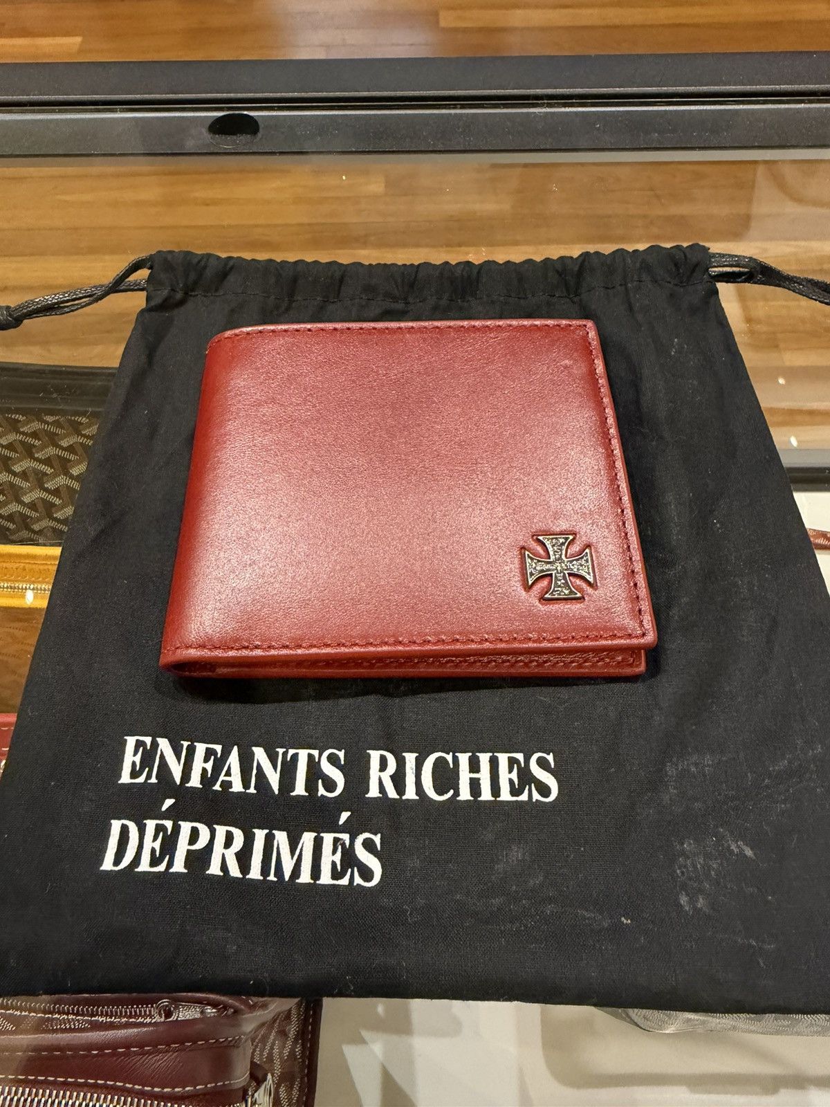 Enfants Riches Deprimes Enfants Riches Déprimés Leather Bifold Iron Cross Wallet Size ONE SIZE - 2 Thumbnail