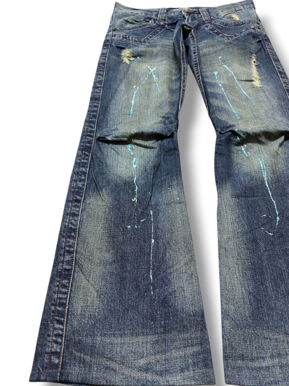 If Six Was Nine Vintage Root Three Style Flare CurveLeg Paint Splatter Denim Size US 32 / EU 48 - 3 Thumbnail