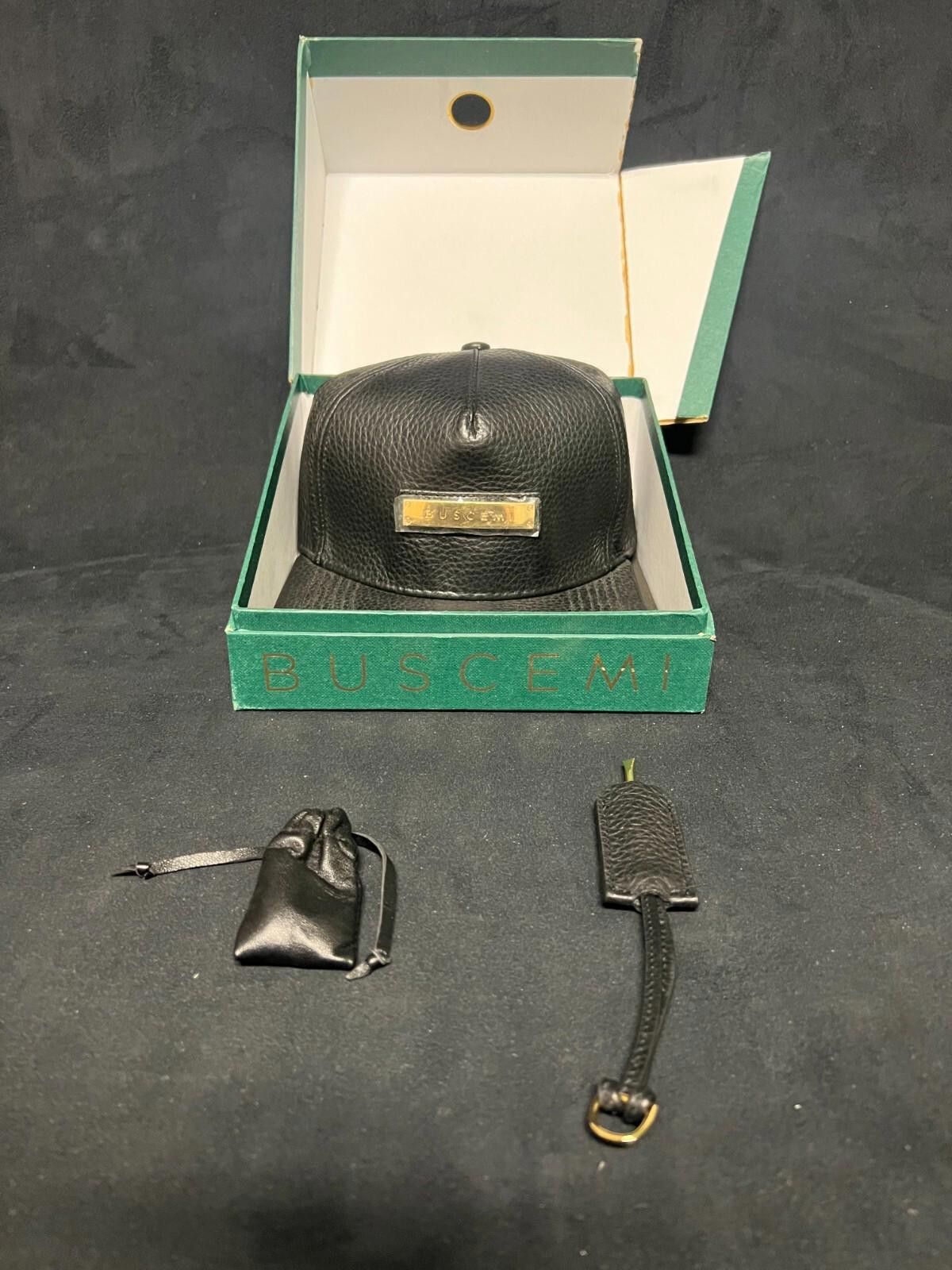 Buscemi BUSCEMI SCREWBACK CAP 2001SBHC PEBBLED COW LEATHER BLACK HAT Size ONE SIZE - 4 Thumbnail
