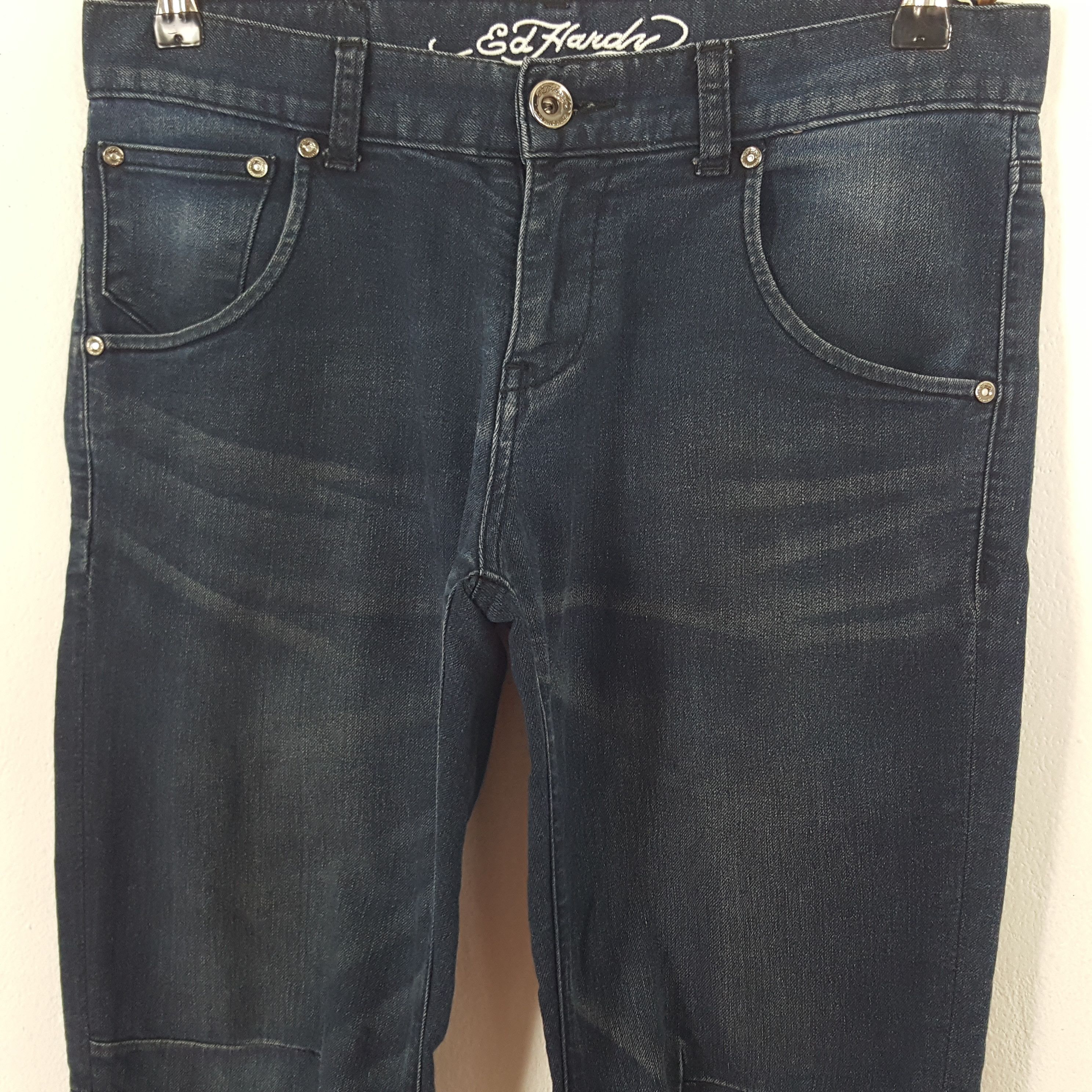 Ed Hardy × Vintage Vintage Ed hardy Custom Art Spell Out Logo Denim Jeans Size US 30 / EU 46 - 5 Thumbnail