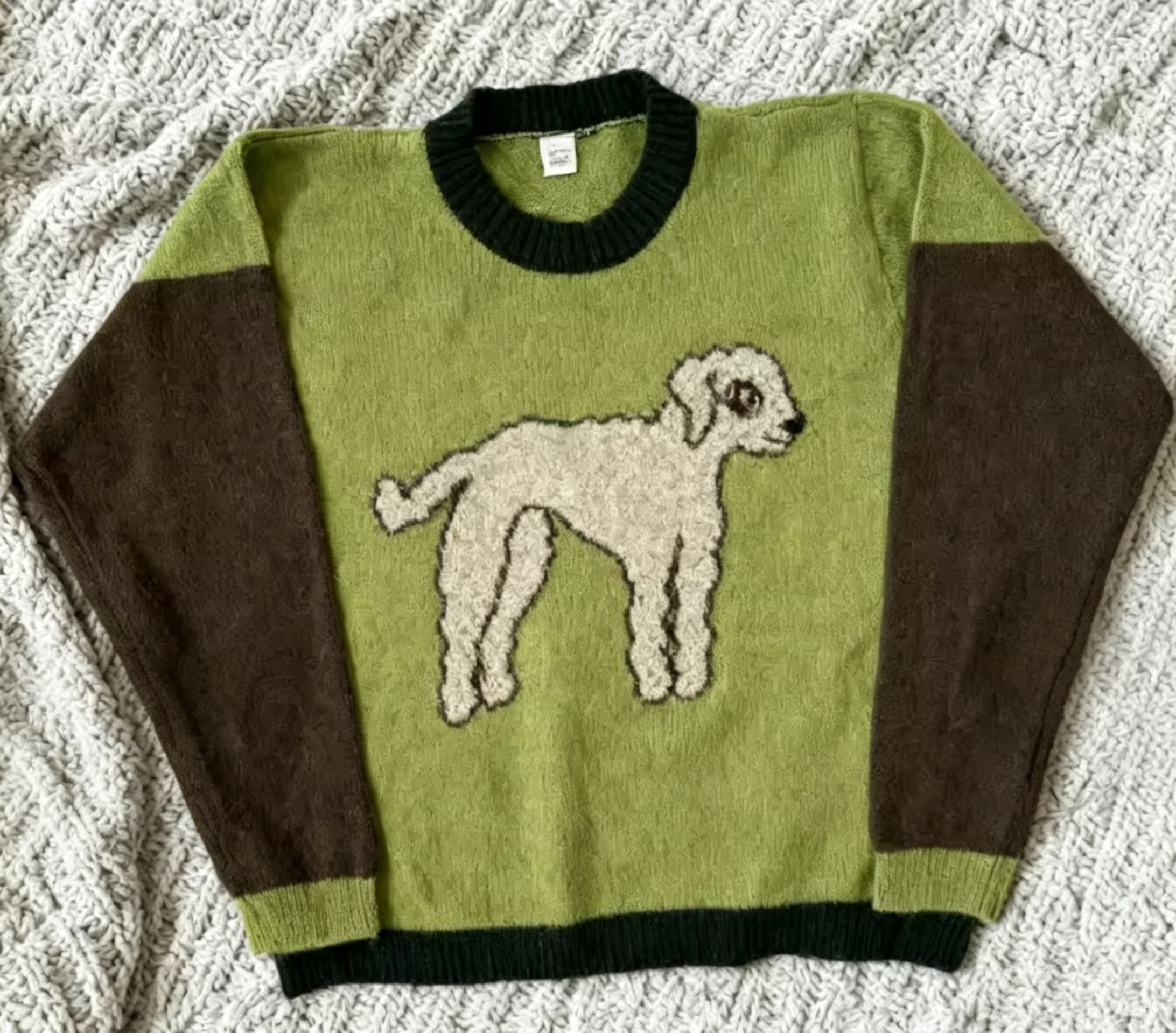 Japanese Brand Streetwear Vintage Retro Green Cute Sheep Sweater Knitwear Size US M / EU 48-50 / 2 - 1 Thumbnail