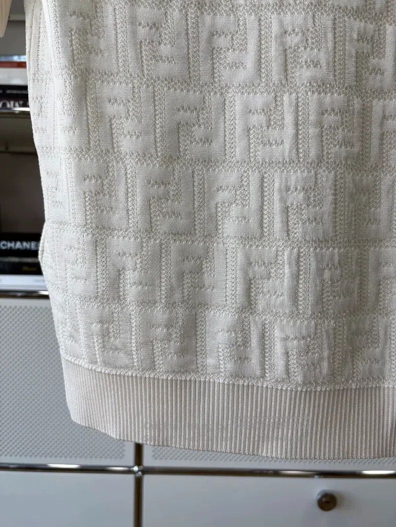 Fendi Fendi White Double F Full Print Round Neck Knit T-Shirt Size XS / US 0-2 / IT 36-38 - 4 Thumbnail