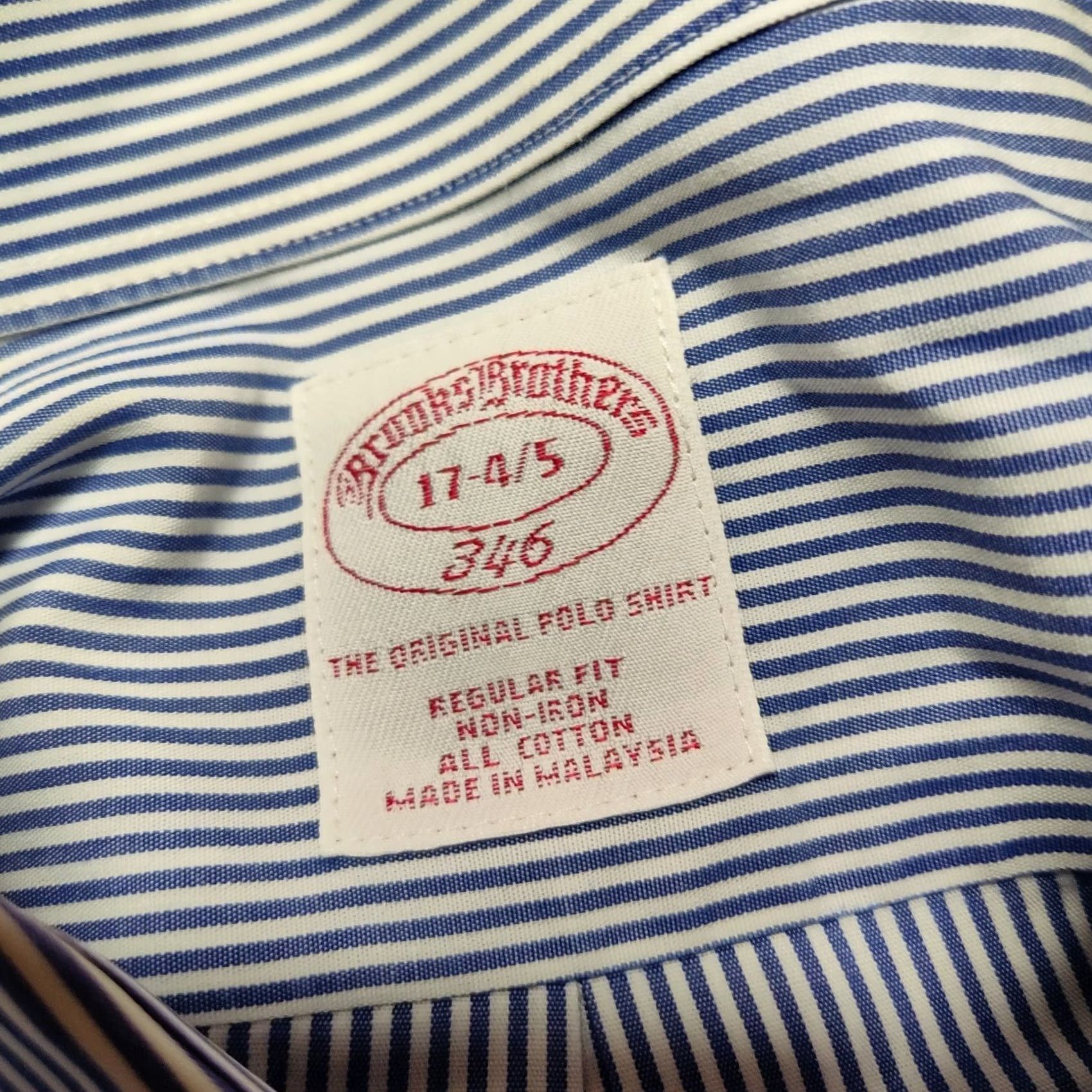 Brooks Brothers BROOKS BROTHERS 346 Non-Iron All-Cotton Blue Pinstripe Button Shirt Men 17-4/5 Regular Xl? No, keep accurate: 17-4/5 Size US XL / EU 56 / 4 - 6 Thumbnail