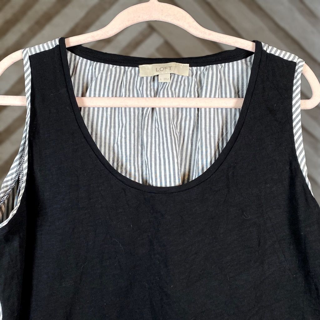 Ann Taylor Ann Taylor LOFT Womens Tank Multicolored Sleeveless Scoop Neck Large Tank Top Blouse Casual Workwear Knit Jersey 100% Cotton Size L / US 10 / IT 46 - 1 Thumbnail