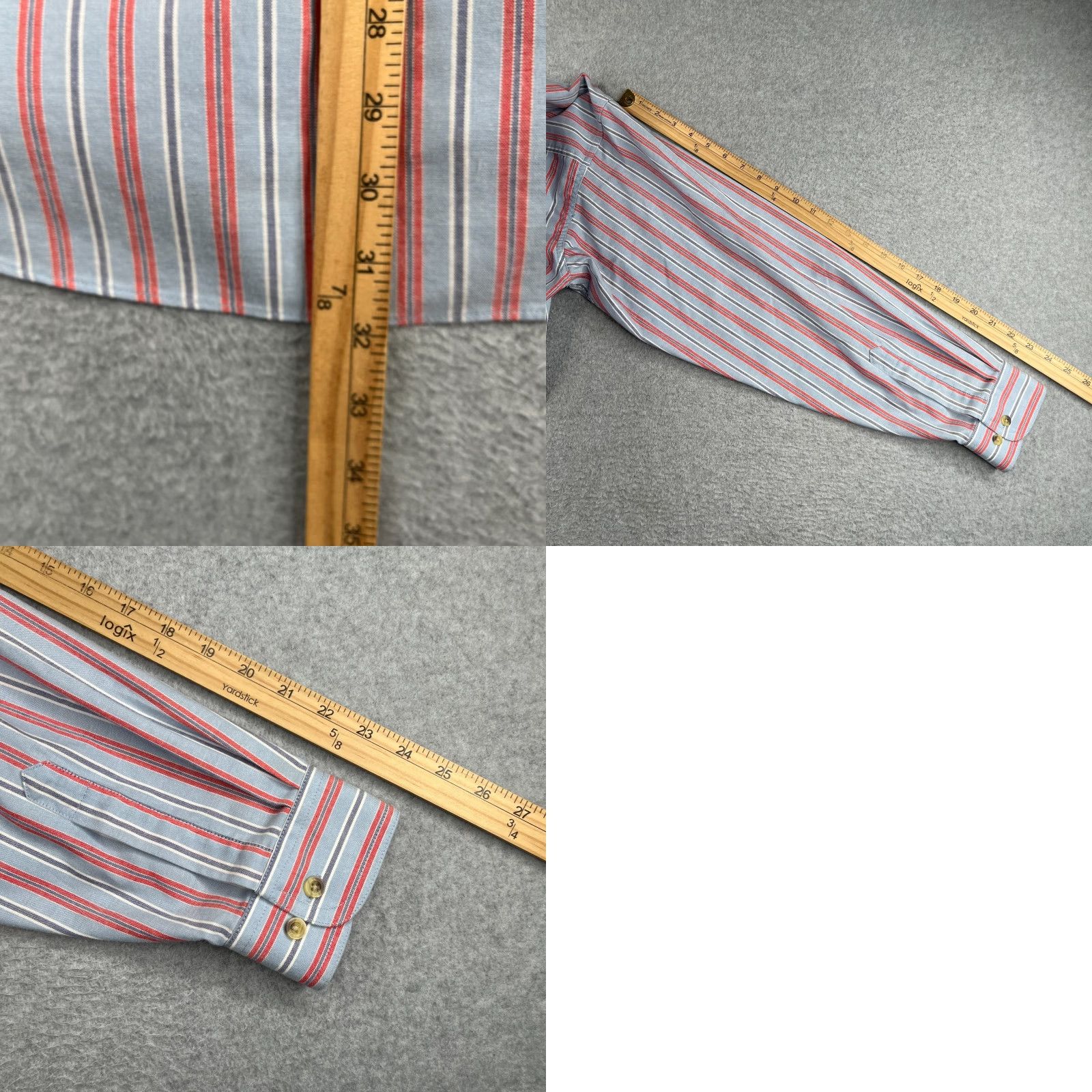 Vintage L.L. Bean Shirt Striped Button-Up Long Sleeve Blue Red Mens Regular Size L Size US L / EU 52-54 / 3 - 8 Thumbnail