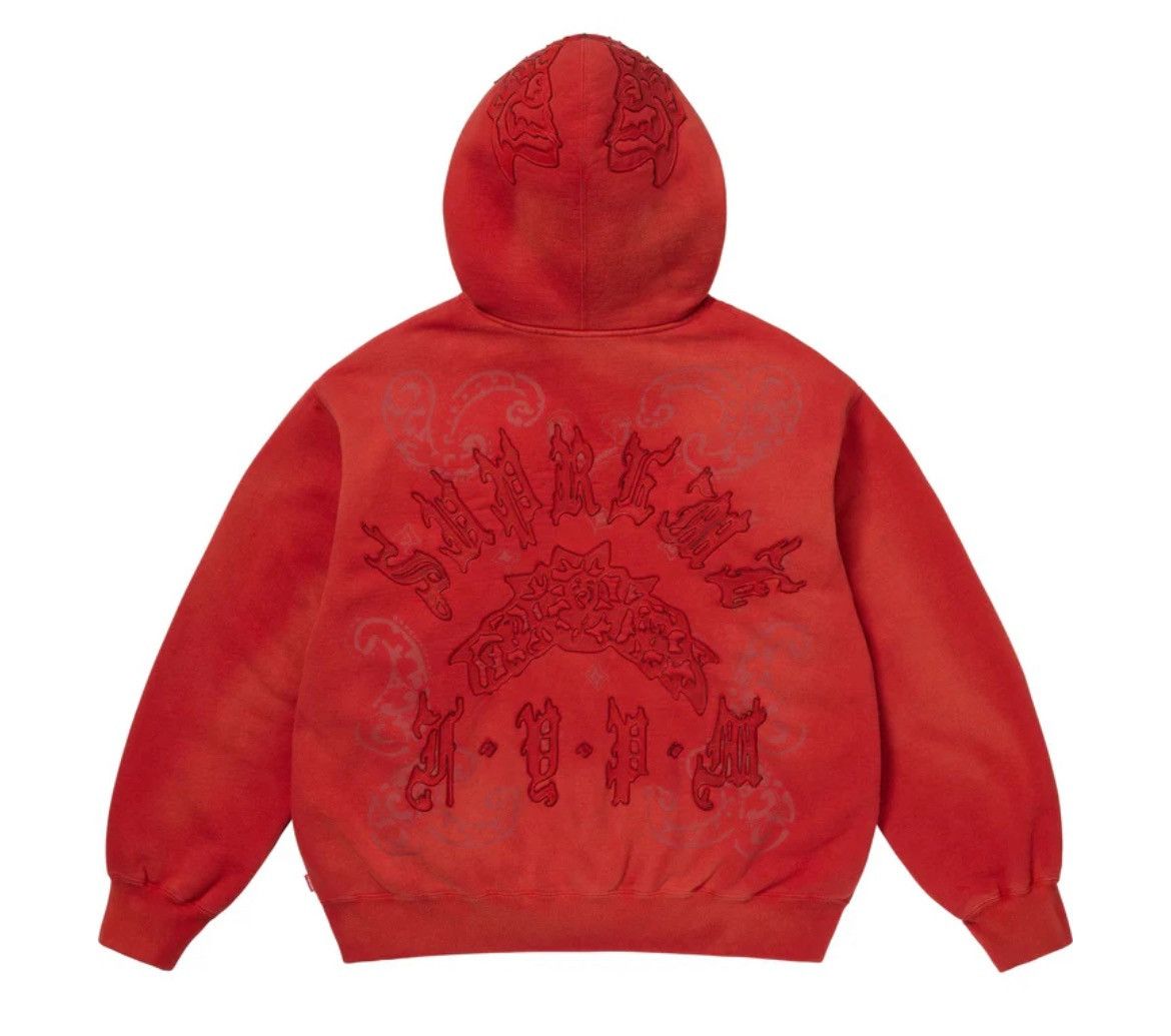 Supreme Supreme Leather Appliqué Zip Up Hoodie Size US L / EU 52-54 / 3 - 2 Thumbnail