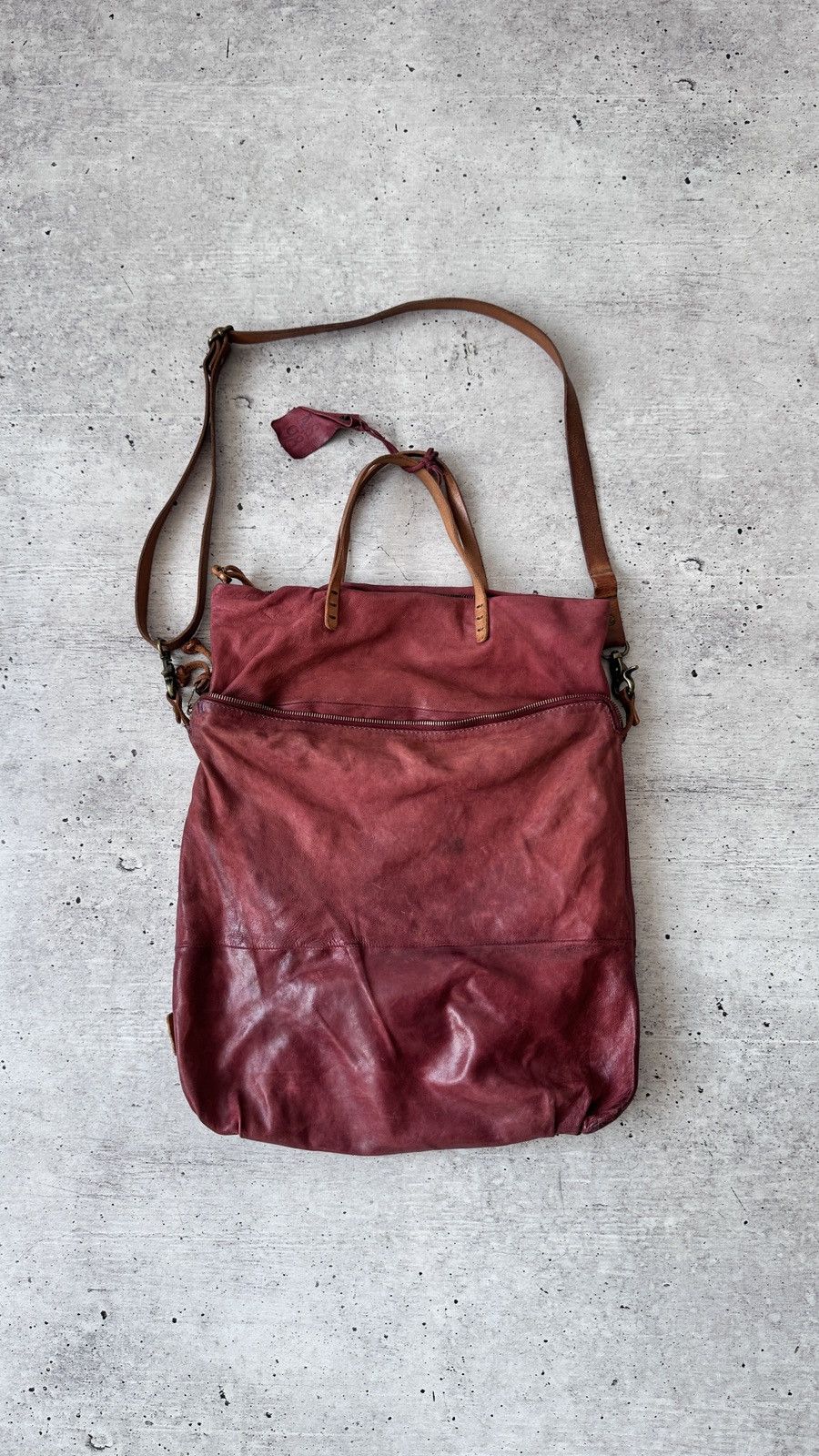 A.S.98 AS98 Leather Hobo Bag Foldover Large Slouchy Tote Oxblood Size ONE SIZE - 18 Thumbnail