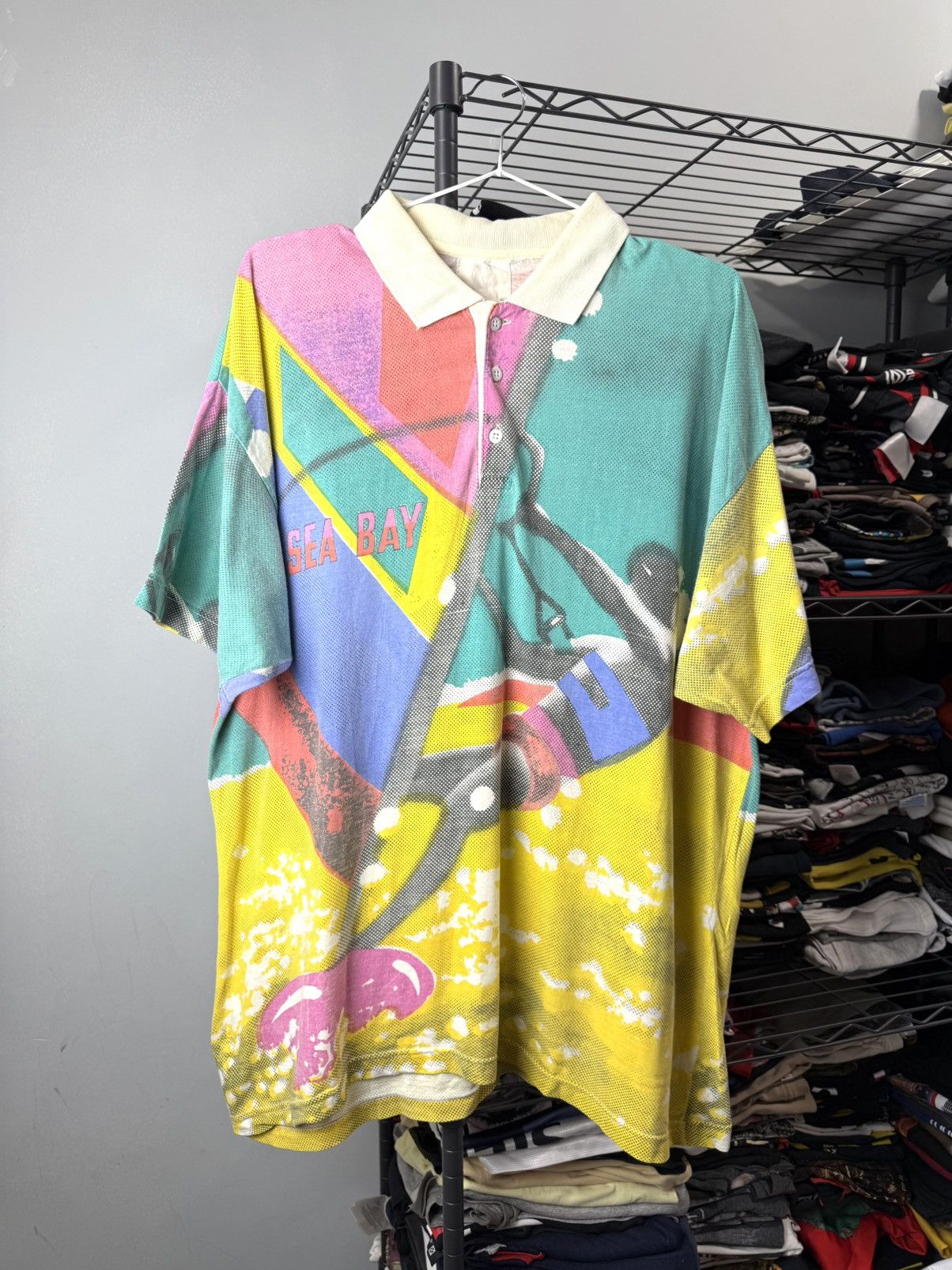 Vintage Vintage 1990’s Sea Bay Surf All Over Print T Shirt American Size US L / EU 52-54 / 3 - 1 Thumbnail