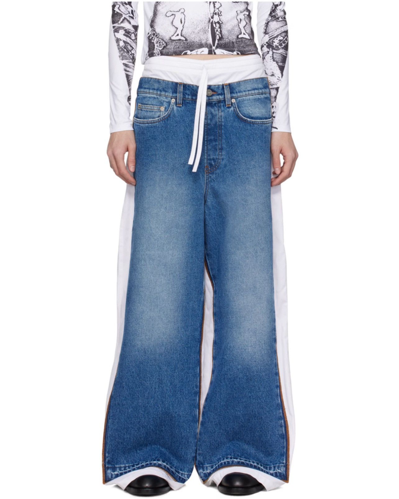 Jean Paul Gaultier The Trompe-l'œil Denim Pants Size US 30 / EU 46 - 8 Thumbnail