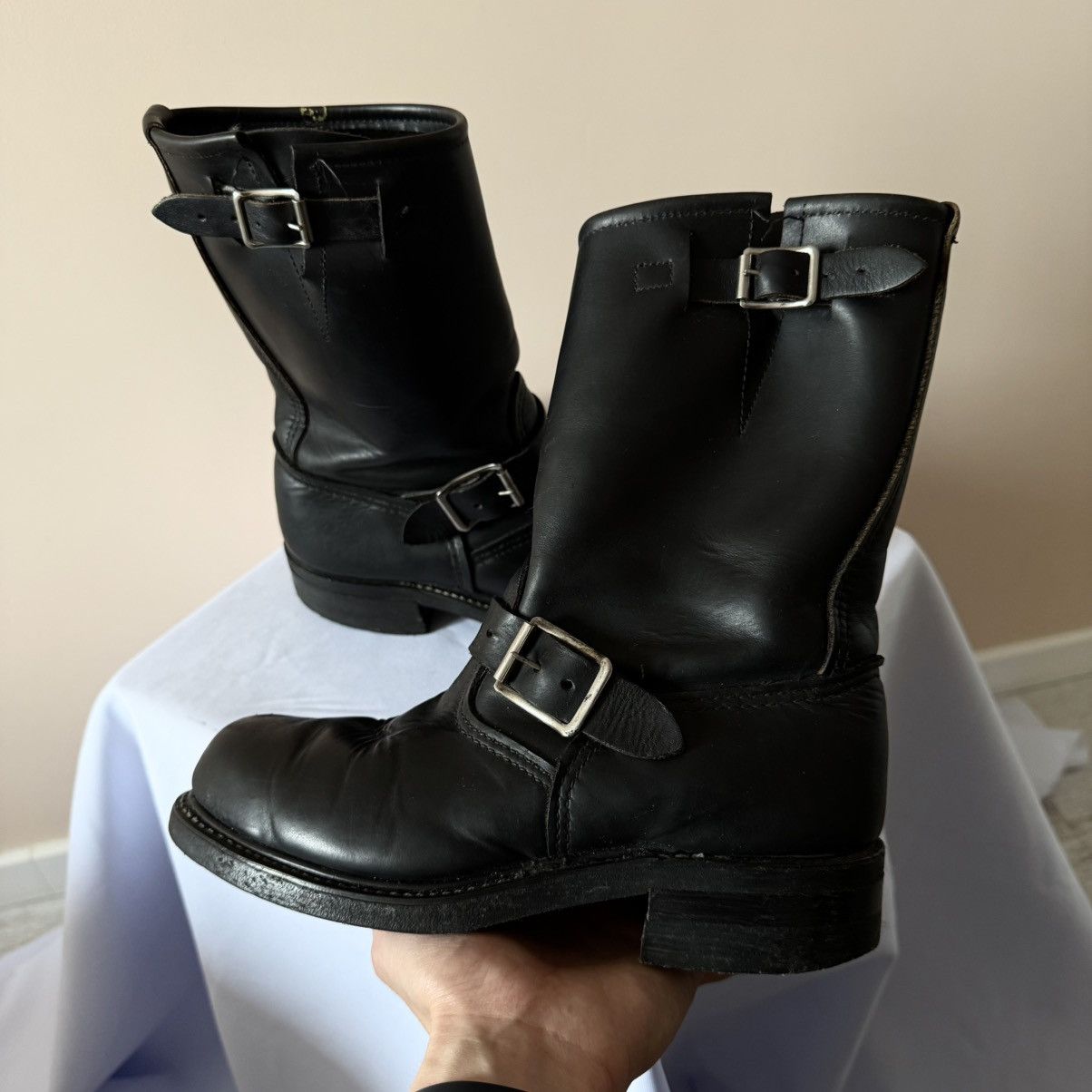 Dirk Bikkembergs Vintage 90s Engineer Made In USA Leather Boots Style Wesco Size US 7 / IT 37 - 7 Thumbnail