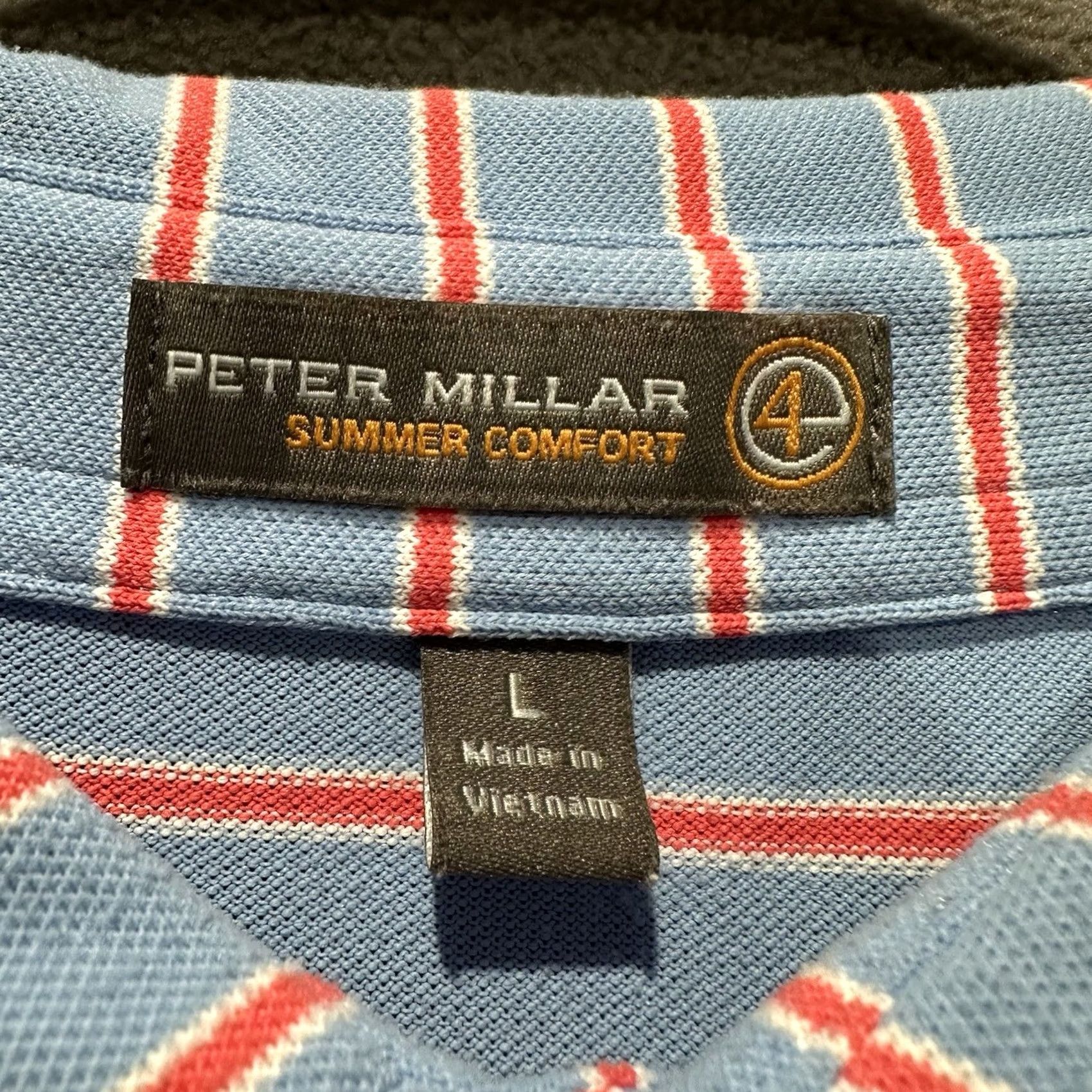 Peter Millar Peter Millar Summer Comfort Shirt Large Blue Pink Striped Golf Polo GUC Size US L / EU 52-54 / 3 - 4 Thumbnail