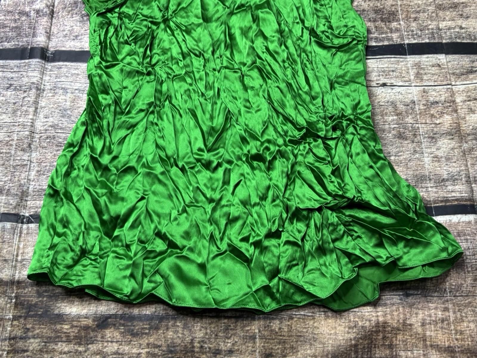 Other Nubby Silk Top Women's Medium Satin Green Puff Sleeve Ruffle Size M / US 6-8 / IT 42-44 - 7 Thumbnail