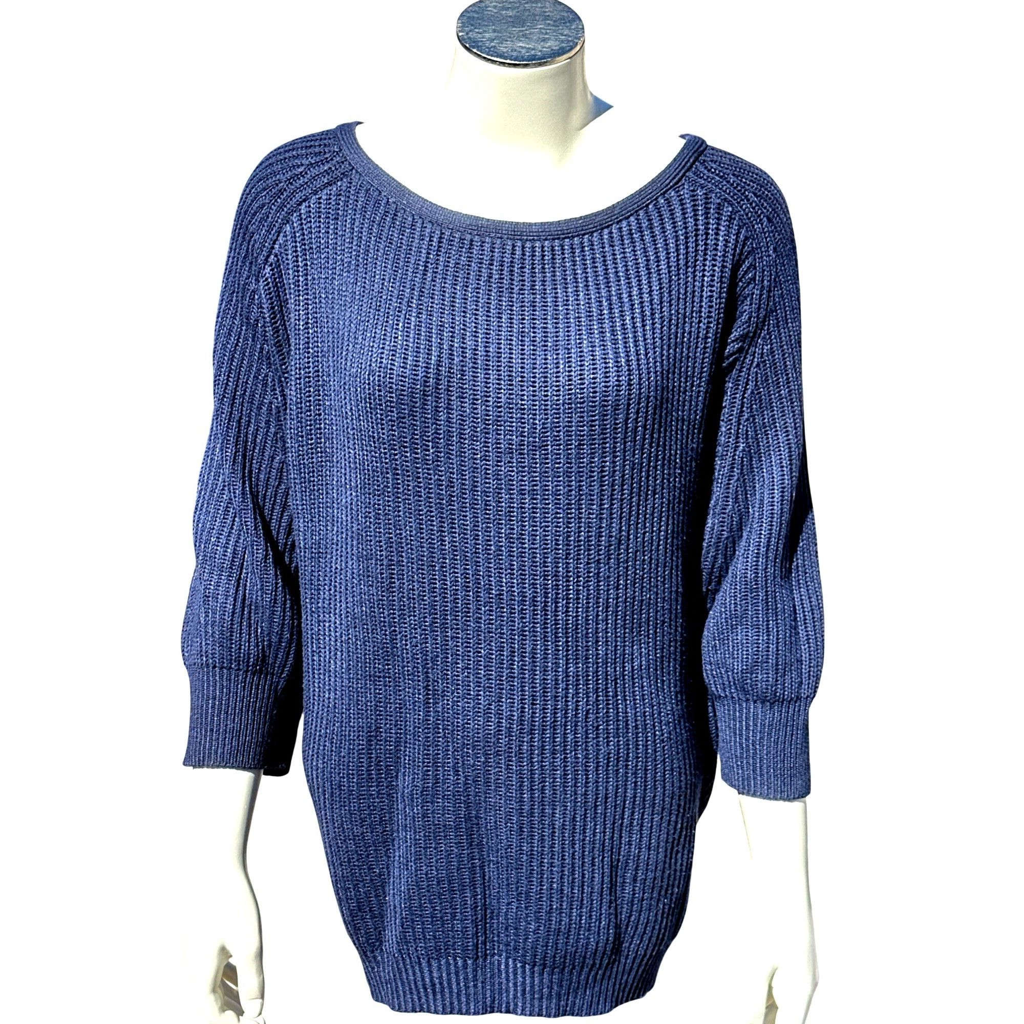 Chicos Chicos Blue Knit Sweater Lightweight Three Quarter Sleeve Pu Size XL / US 12-14 / IT 48-50 - 1 Thumbnail