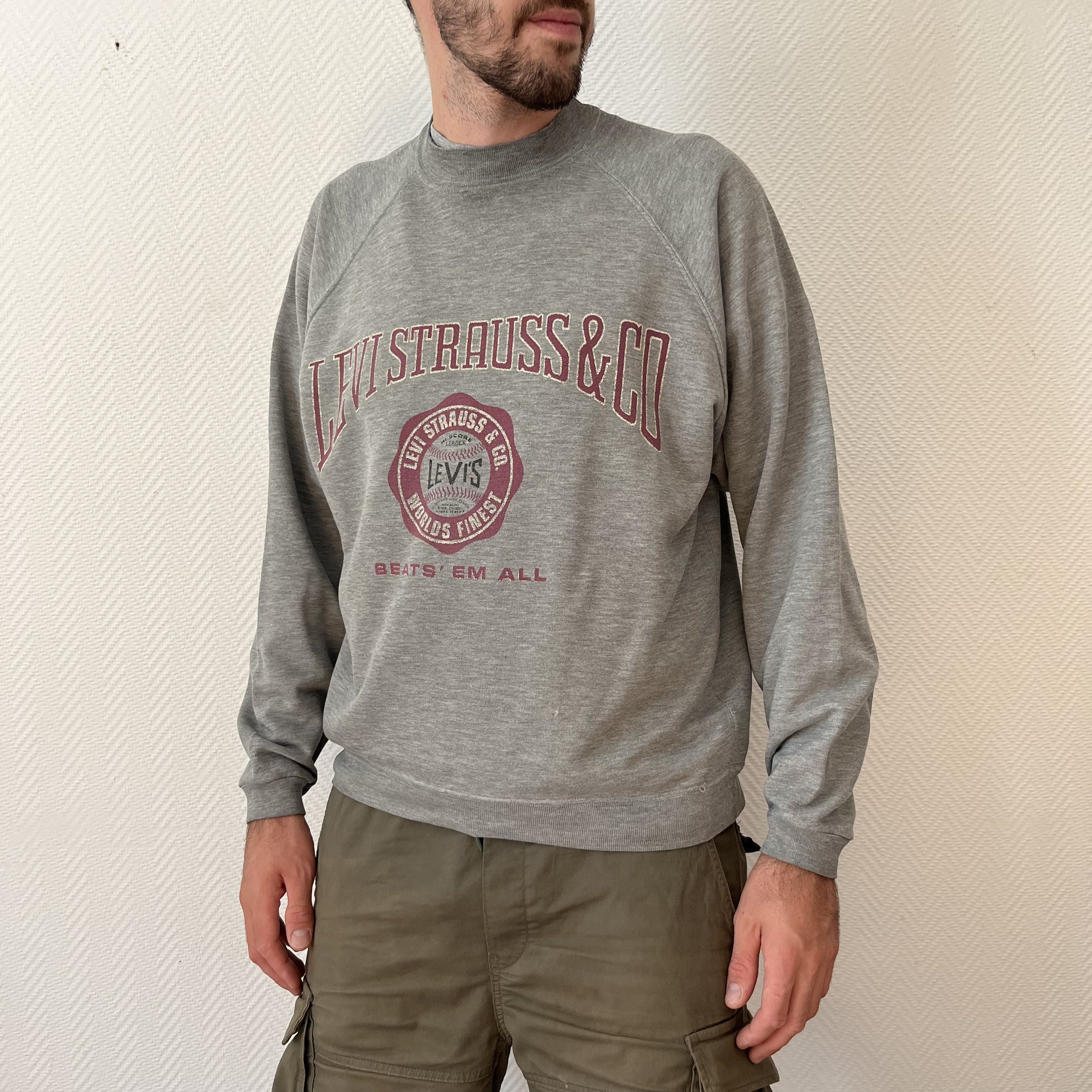 Levi's × Levi's Vintage Clothing × Vintage Vintage Levis Spellout Logo Gray Oversize Sweatshirt Size US L / EU 52-54 / 3 - 6 Thumbnail