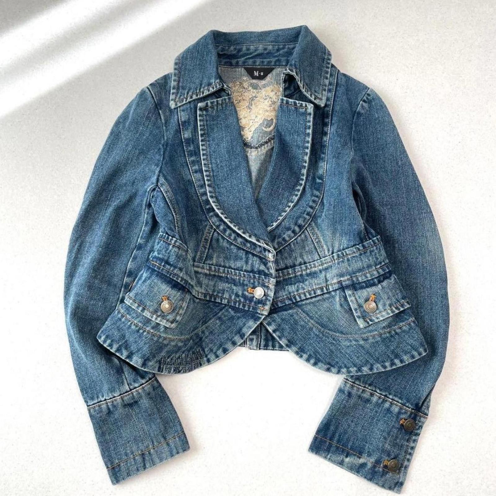Other Vintage 2000s fairy grunge mid wash denim jacket Size XS / US 0-2 / IT 36-38 - 2 Thumbnail