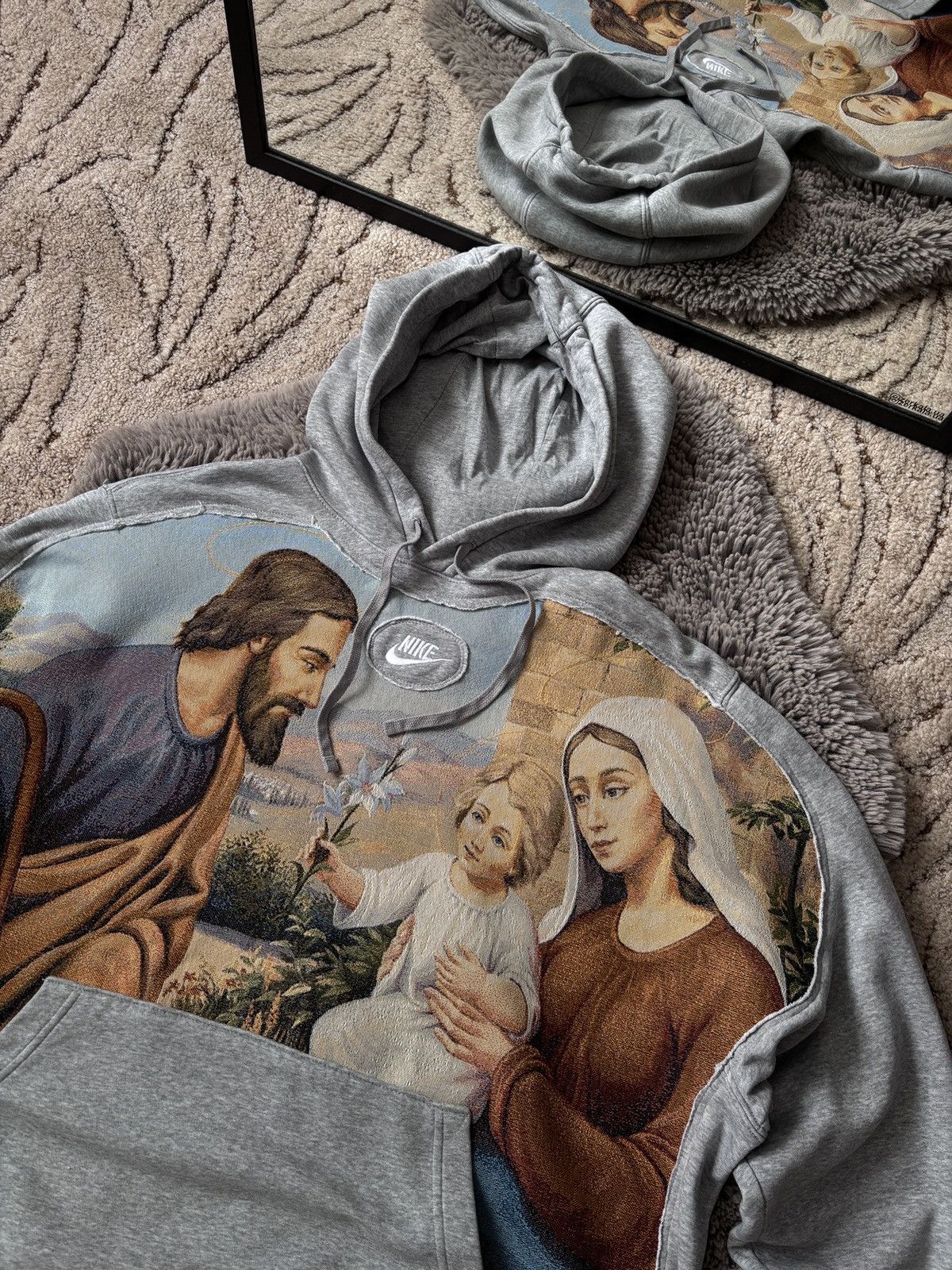 Nike Nike Reworked Junya Watanabe style Jesus gray hoodie Size US XL / EU 56 / 4 - 2 Thumbnail