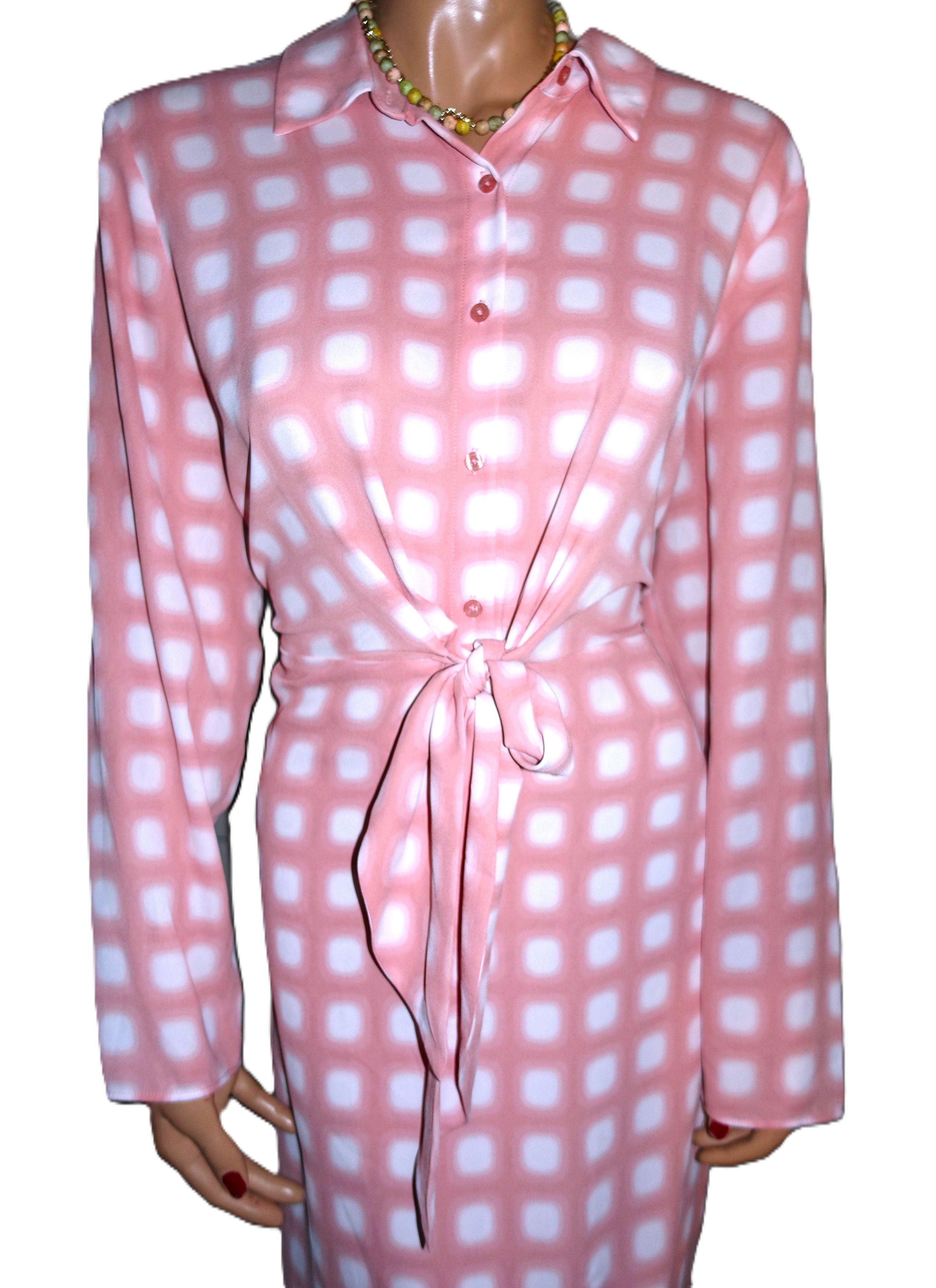 Calvin Klein Calvin Klein Pink White Polka Dot Midi Dress XL Size XL / US 12-14 / IT 48-50 - 3 Thumbnail